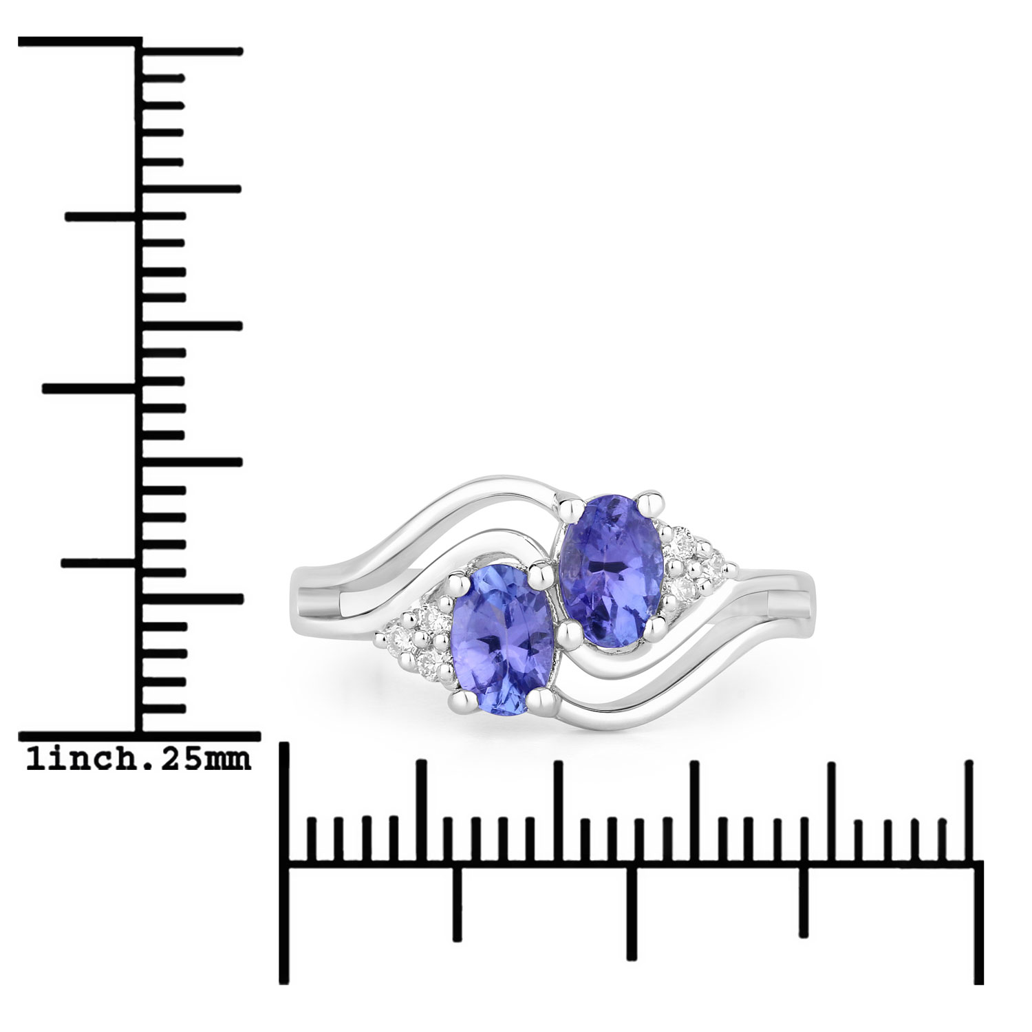 0.97 Carat Genuine Tanzanite and Lab Grown Diamond .925 Sterling Silver Ring 0.97 C.T.W Sterling Silver - view 5