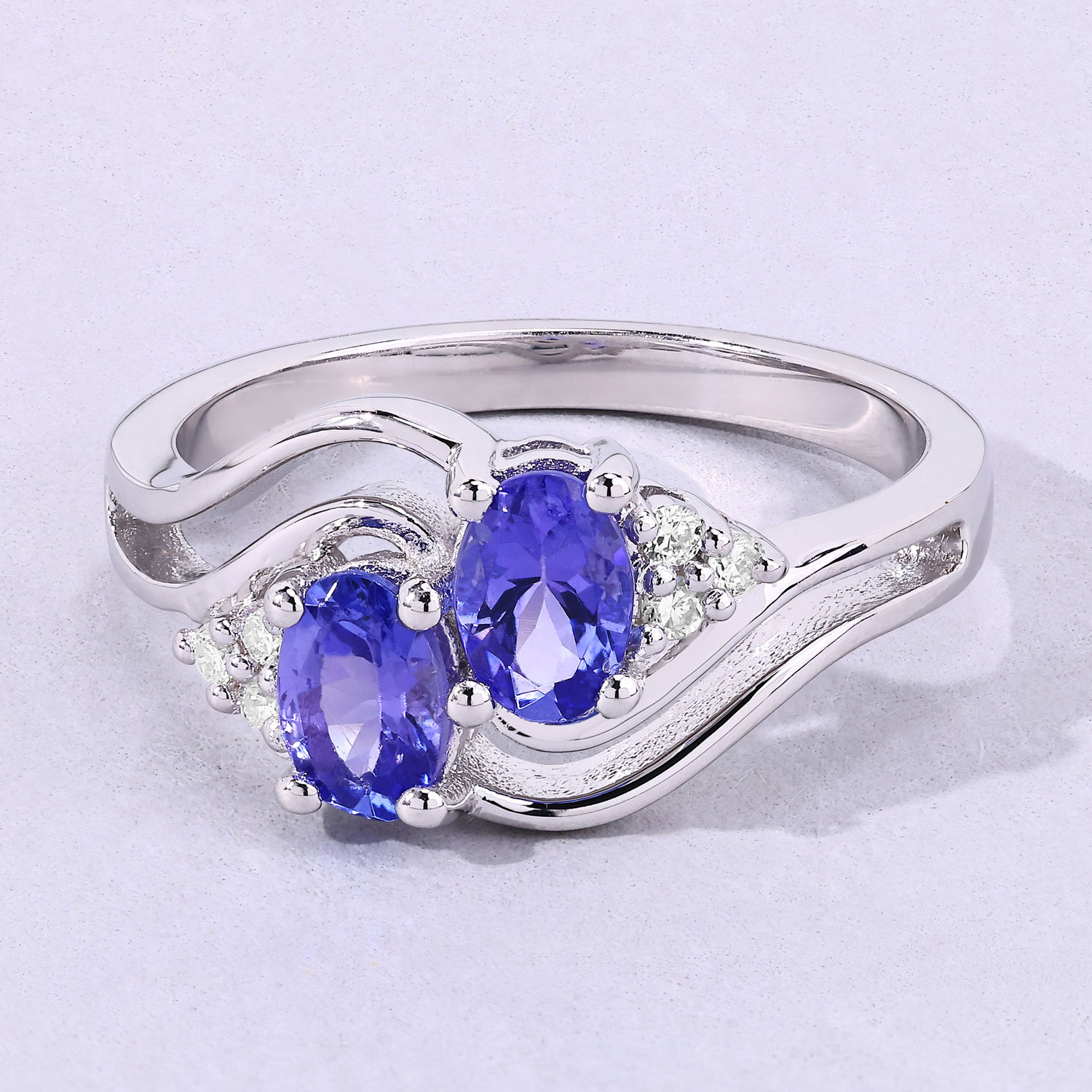 0.97 Carat Genuine Tanzanite and Lab Grown Diamond .925 Sterling Silver Ring 0.97 C.T.W Sterling Silver - view 6