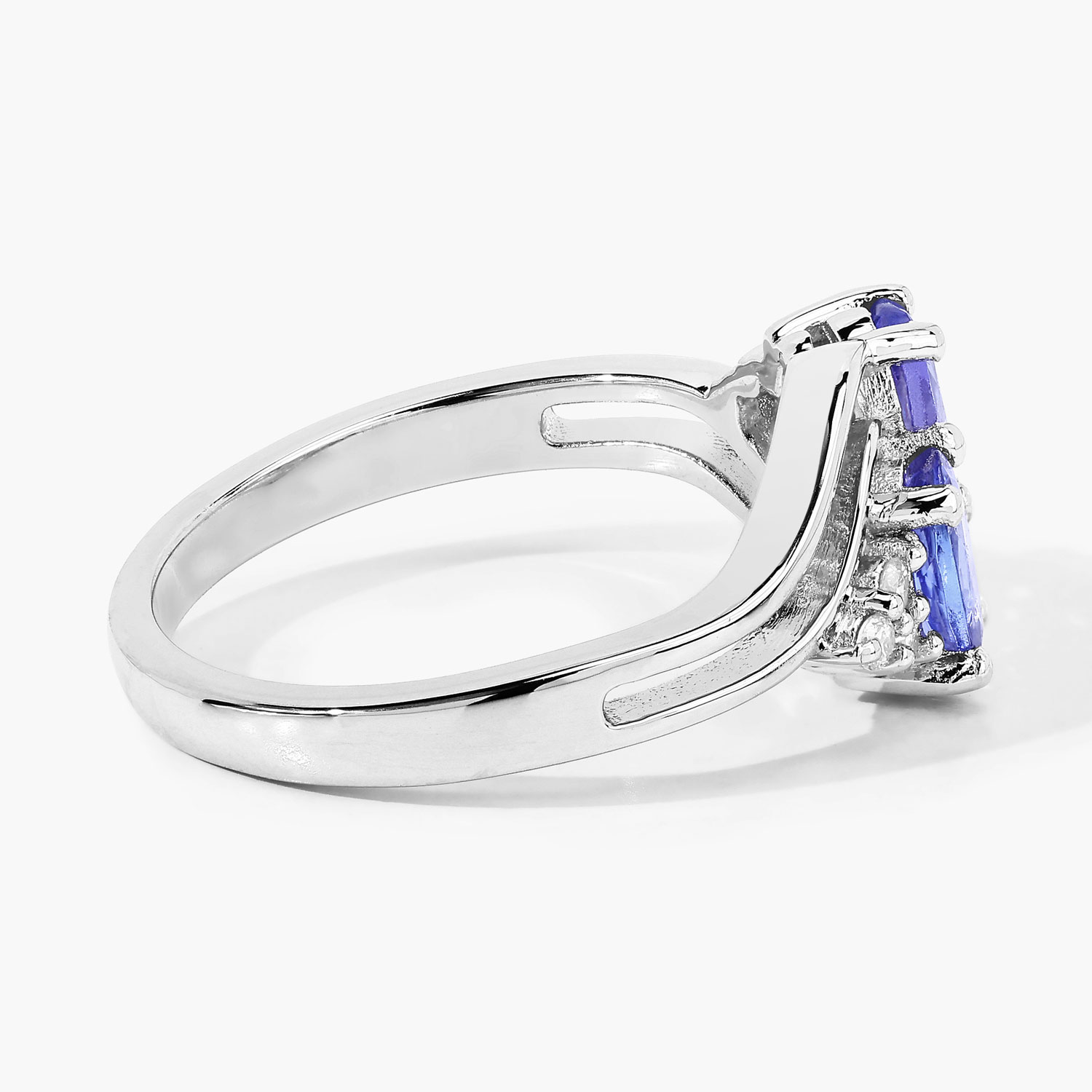 0.97 Carat Genuine Tanzanite and Lab Grown Diamond .925 Sterling Silver Ring 0.97 C.T.W Sterling Silver - view 3