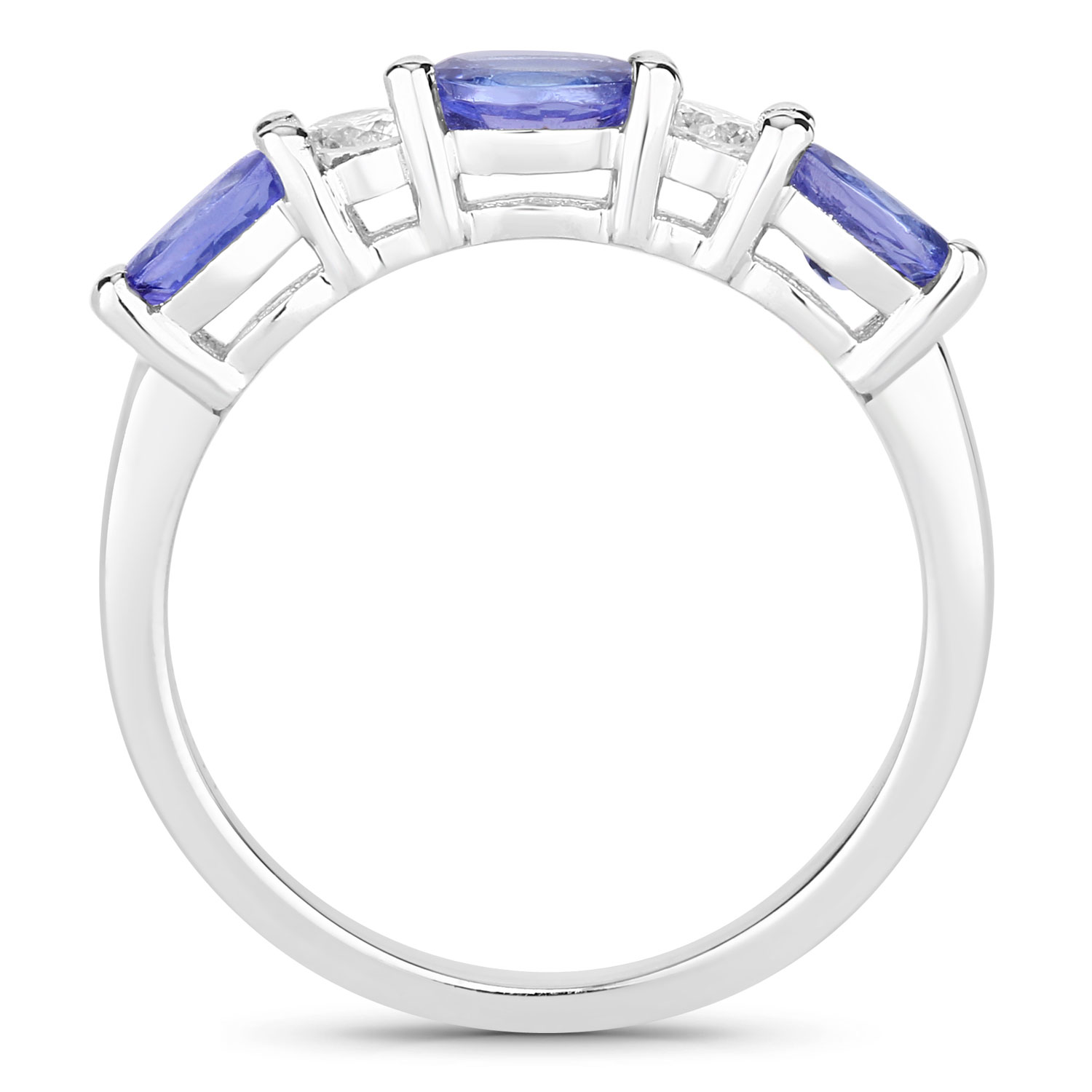 1.19 Carat Genuine Tanzanite and Lab Grown Diamond .925 Sterling Silver Ring 1.19 C.T.W Sterling Silver - view 2