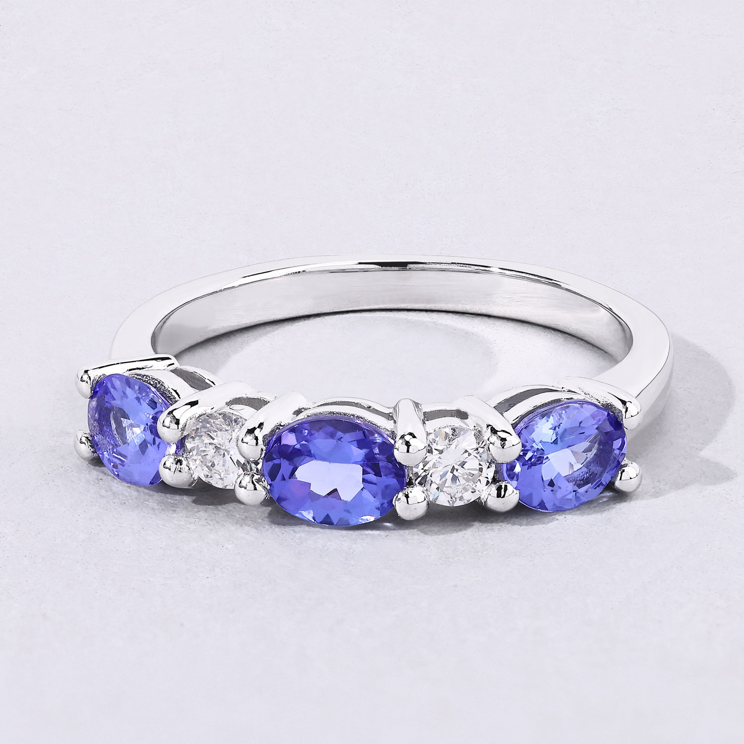 1.19 Carat Genuine Tanzanite and Lab Grown Diamond .925 Sterling Silver Ring 1.19 C.T.W Sterling Silver - view 6