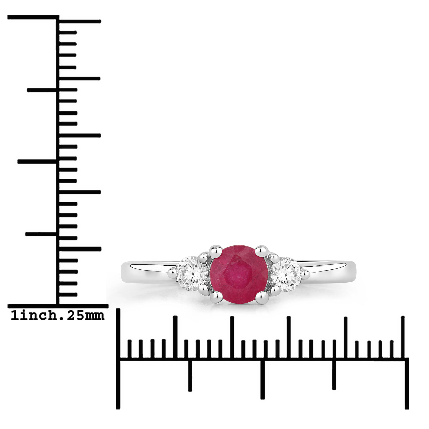 0.77 Carat Genuine Mozambique Ruby and Lab Grown Diamond .925 Sterling Silver Ring 0.77 C.T.W Sterling Silver - view 5