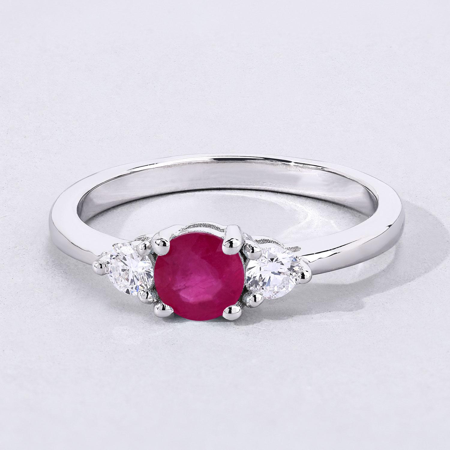 0.77 Carat Genuine Mozambique Ruby and Lab Grown Diamond .925 Sterling Silver Ring 0.77 C.T.W Sterling Silver - view 6