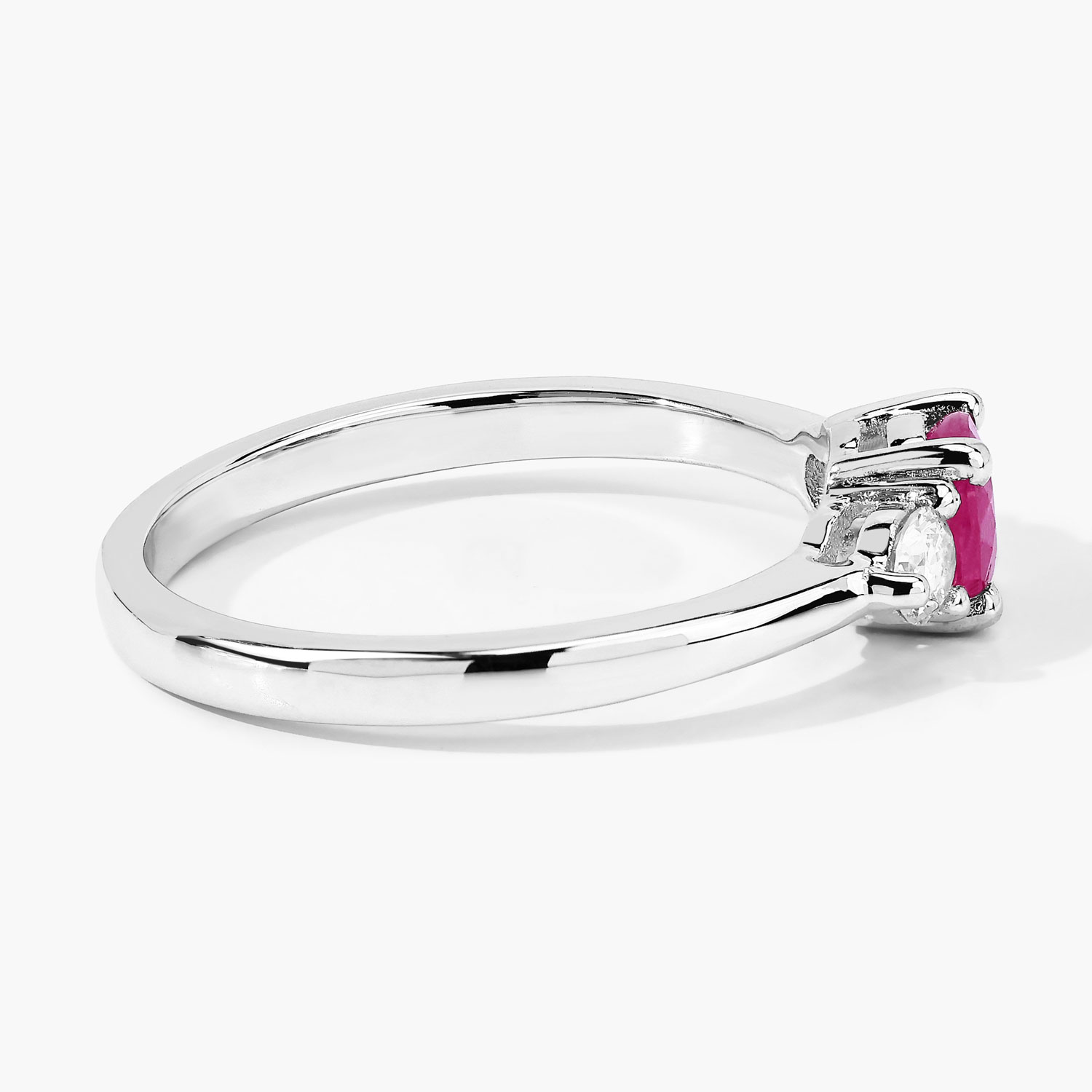0.77 Carat Genuine Mozambique Ruby and Lab Grown Diamond .925 Sterling Silver Ring 0.77 C.T.W Sterling Silver - view 2