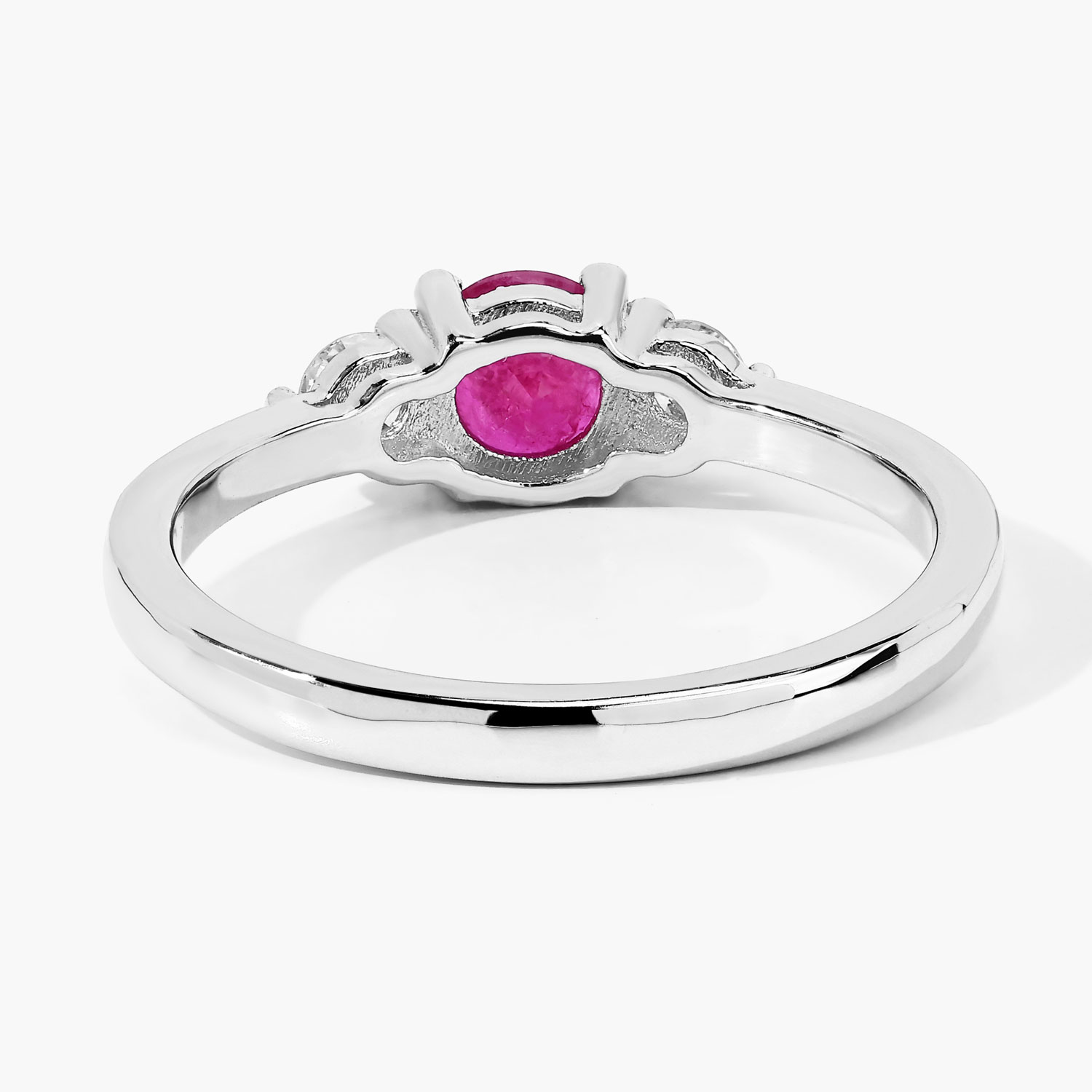 0.77 Carat Genuine Mozambique Ruby and Lab Grown Diamond .925 Sterling Silver Ring 0.77 C.T.W Sterling Silver - view 4
