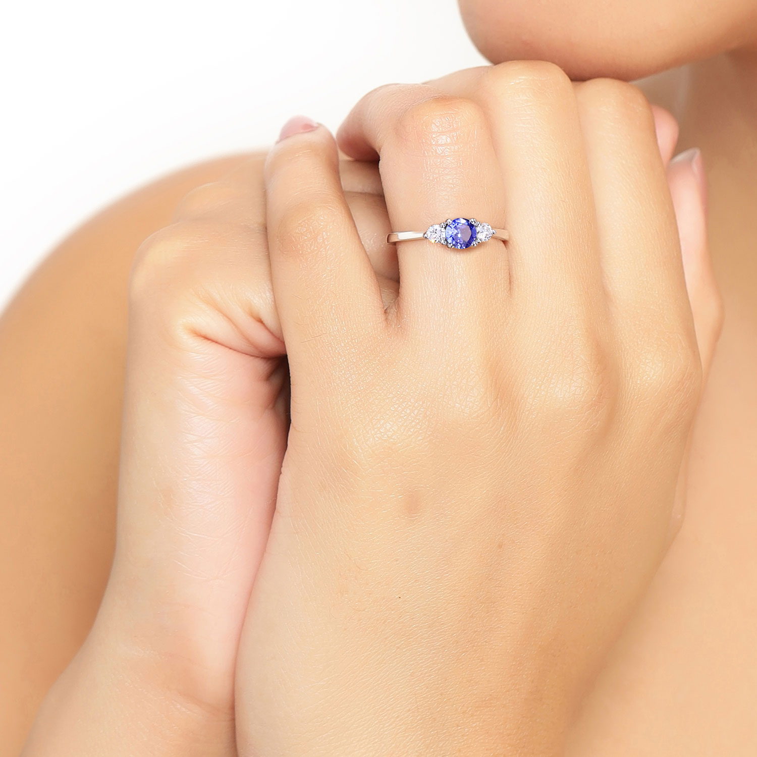 0.69 Carat Genuine Tanzanite and Lab Grown Diamond .925 Sterling Silver Ring 0.69 C.T.W Sterling Silver - view 7