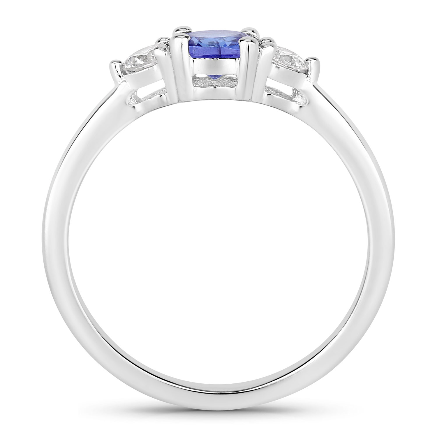 0.69 Carat Genuine Tanzanite and Lab Grown Diamond .925 Sterling Silver Ring 0.69 C.T.W Sterling Silver - view 3