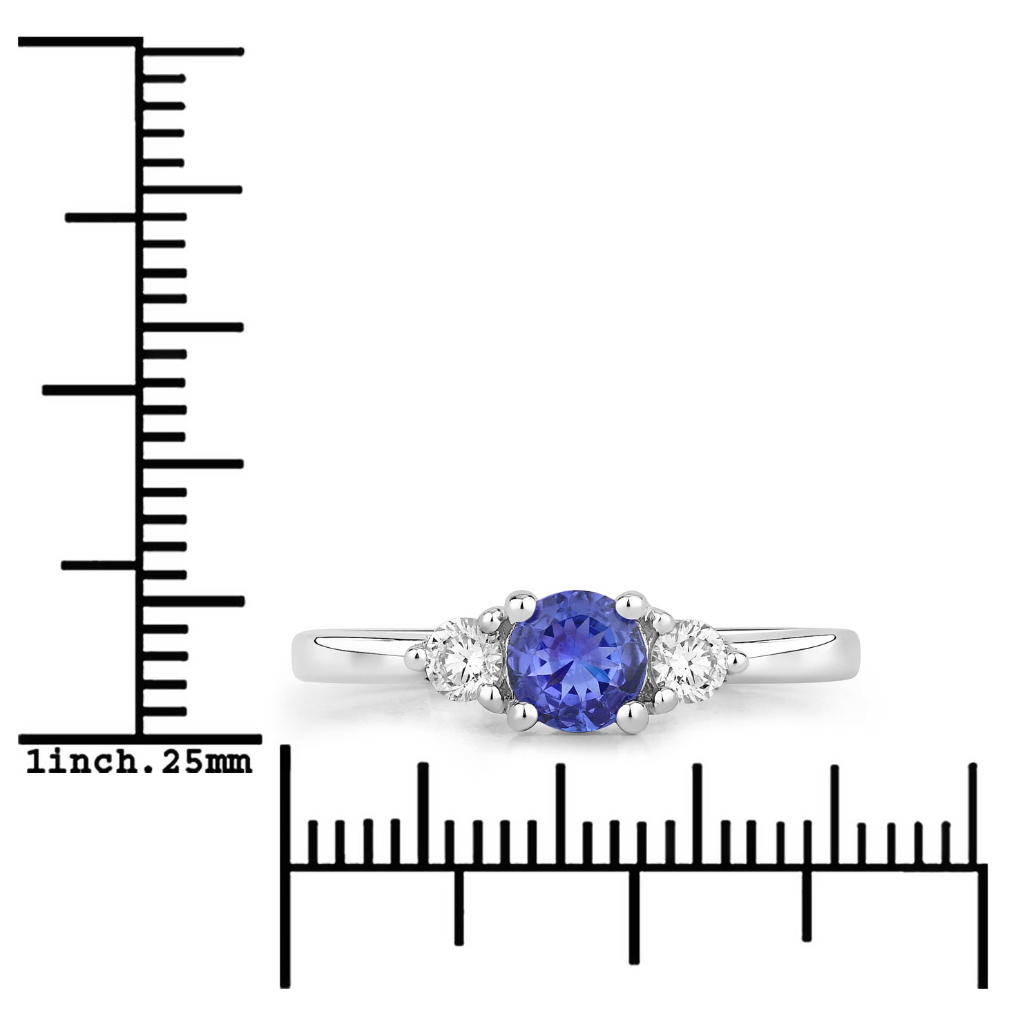 0.69 Carat Genuine Tanzanite and Lab Grown Diamond .925 Sterling Silver Ring 0.69 C.T.W Sterling Silver - view 4