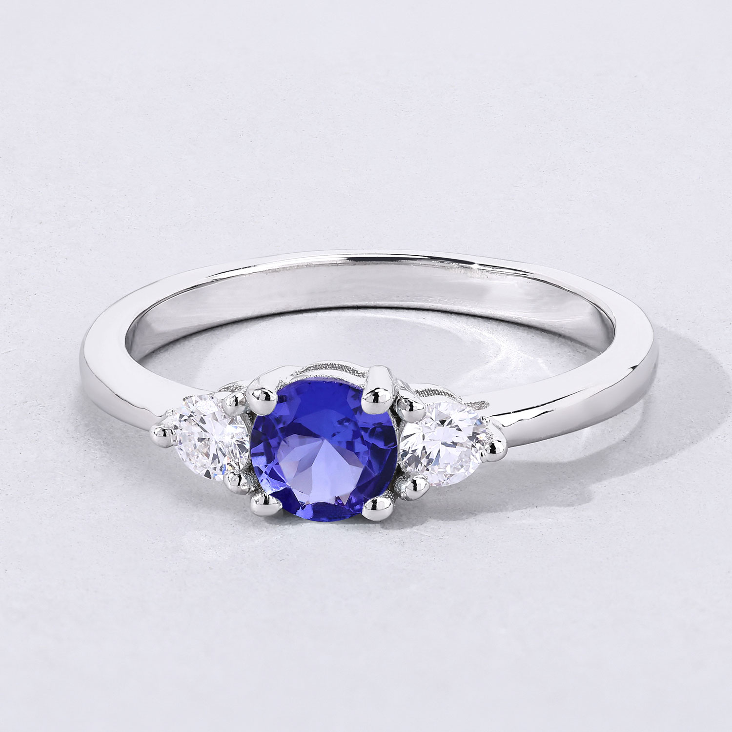 0.69 Carat Genuine Tanzanite and Lab Grown Diamond .925 Sterling Silver Ring 0.69 C.T.W Sterling Silver - view 6