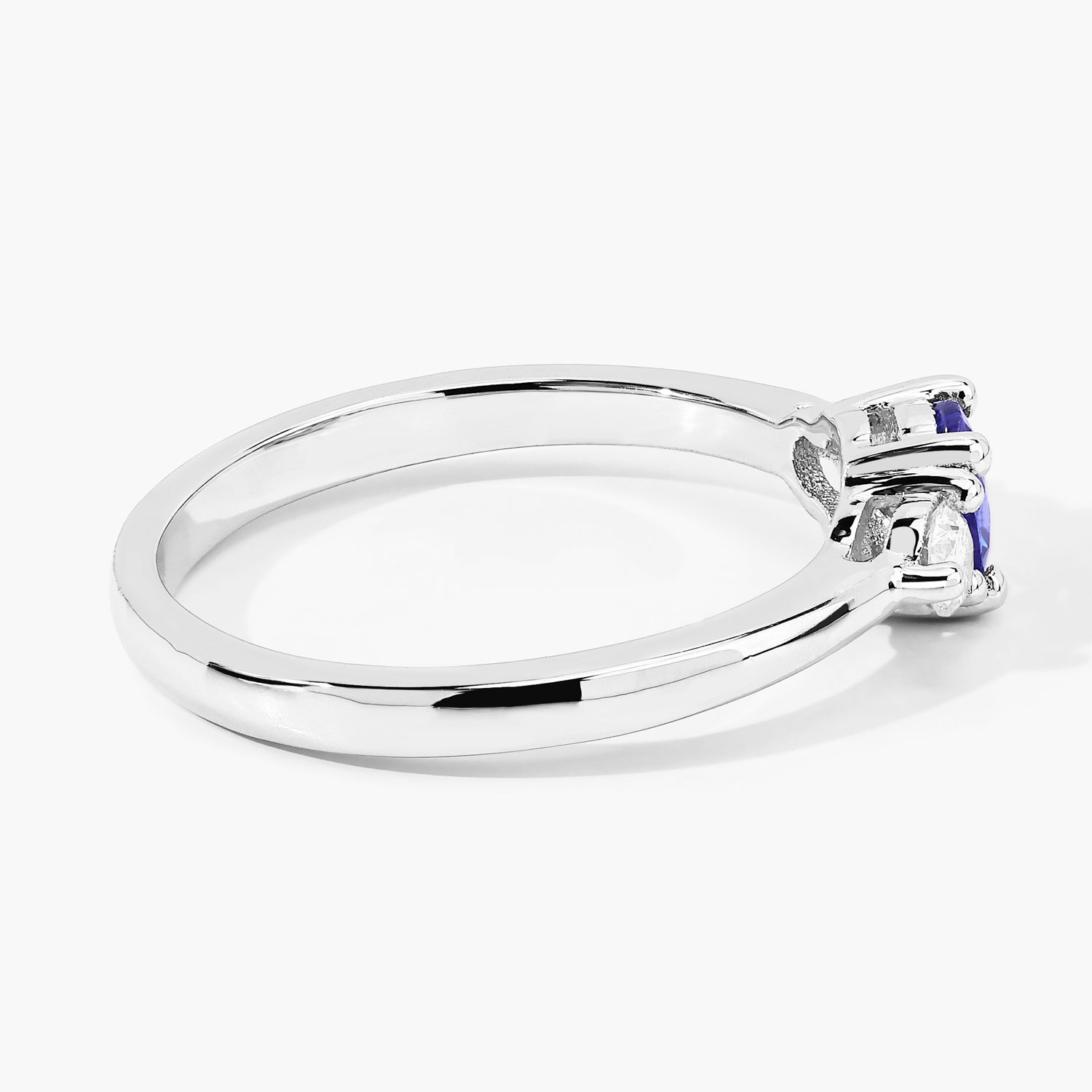 0.69 Carat Genuine Tanzanite and Lab Grown Diamond .925 Sterling Silver Ring 0.69 C.T.W Sterling Silver - view 2