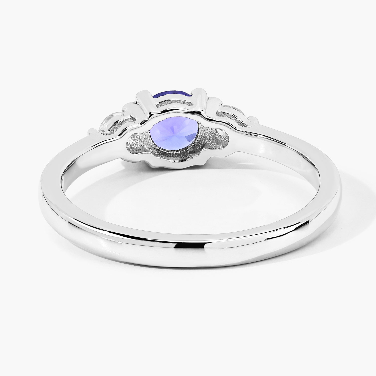 0.69 Carat Genuine Tanzanite and Lab Grown Diamond .925 Sterling Silver Ring 0.69 C.T.W Sterling Silver - view 5