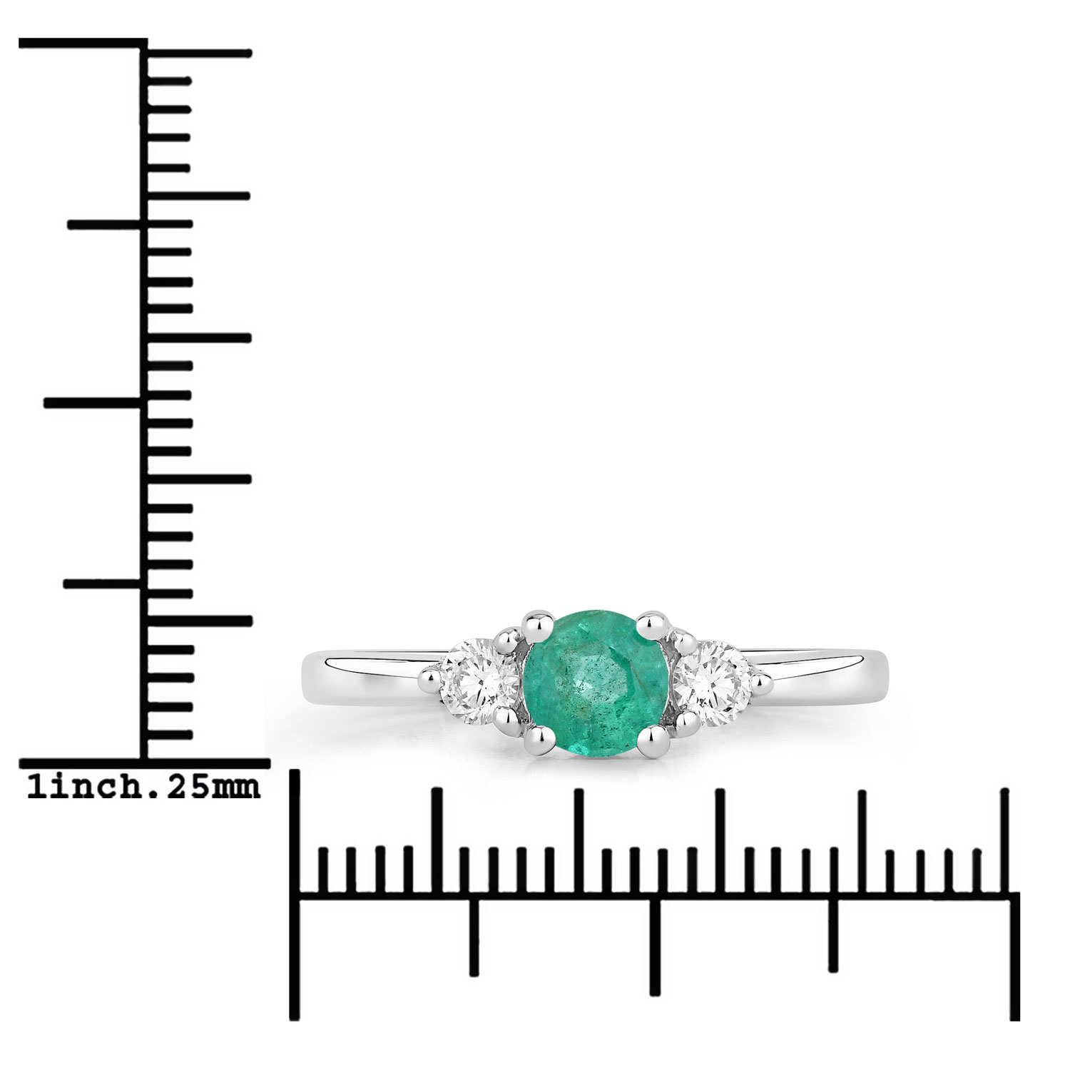 0.64 Carat Genuine Zambian Emerald and Lab Grown Diamond .925 Sterling Silver Ring 0.64 C.T.W Sterling Silver - view 5