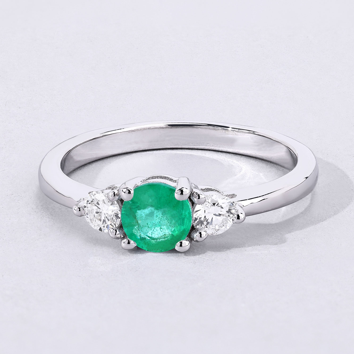 0.64 Carat Genuine Zambian Emerald and Lab Grown Diamond .925 Sterling Silver Ring 0.64 C.T.W Sterling Silver - view 3
