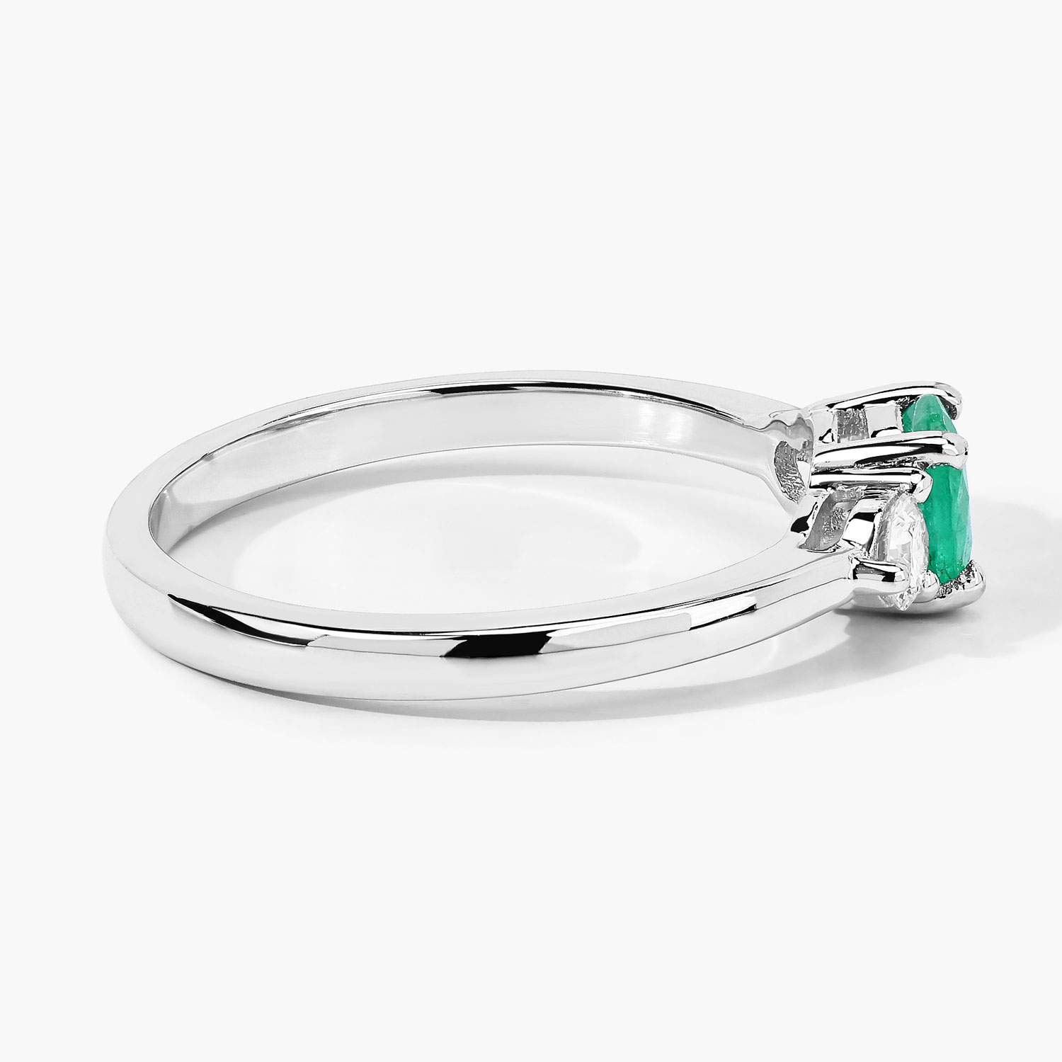 0.64 Carat Genuine Zambian Emerald and Lab Grown Diamond .925 Sterling Silver Ring 0.64 C.T.W Sterling Silver - view 2