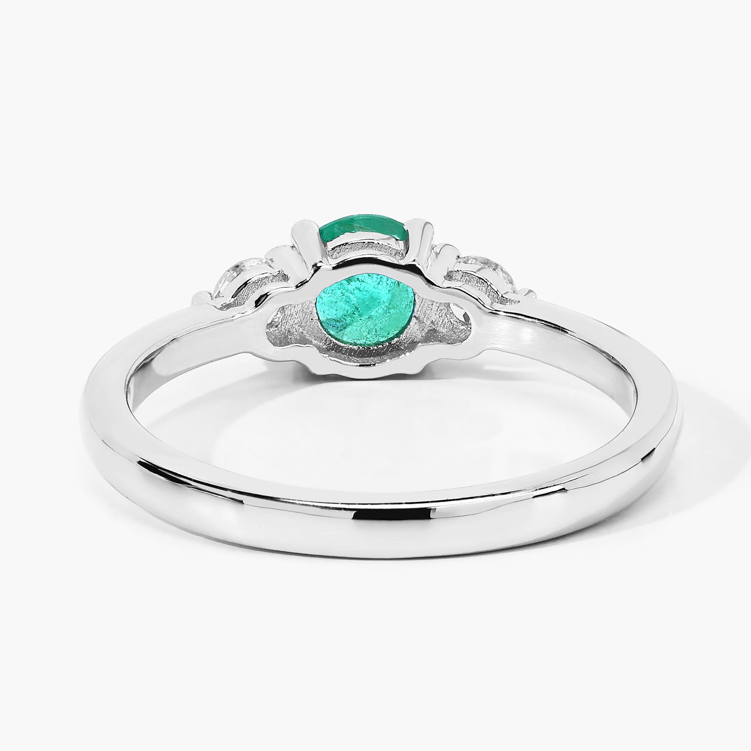 0.64 Carat Genuine Zambian Emerald and Lab Grown Diamond .925 Sterling Silver Ring 0.64 C.T.W Sterling Silver - view 6