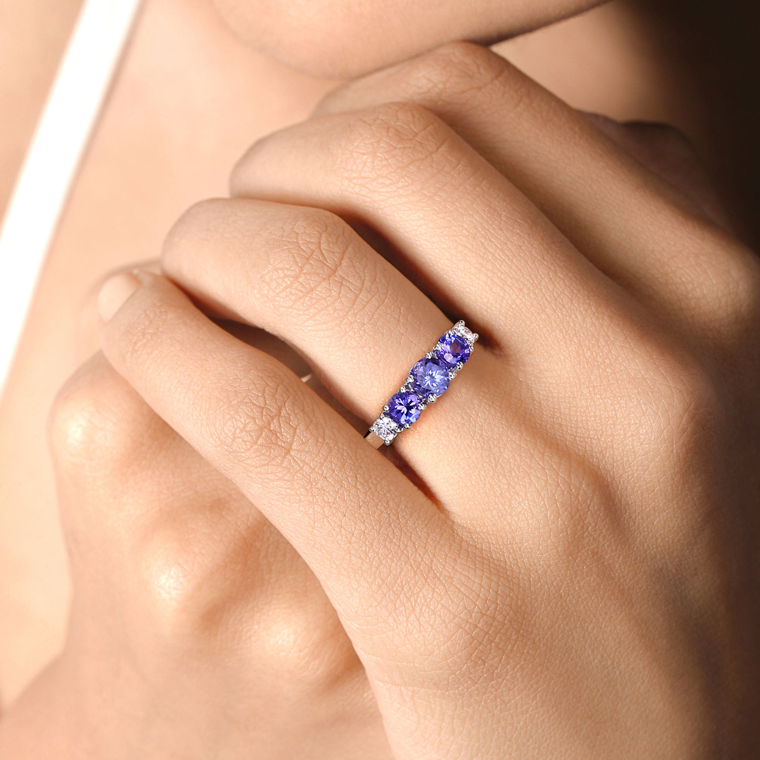 1.15 Carat Genuine Tanzanite and Lab Grown Diamond .925 Sterling Silver Ring 1.15 C.T.W Sterling Silver - view 7