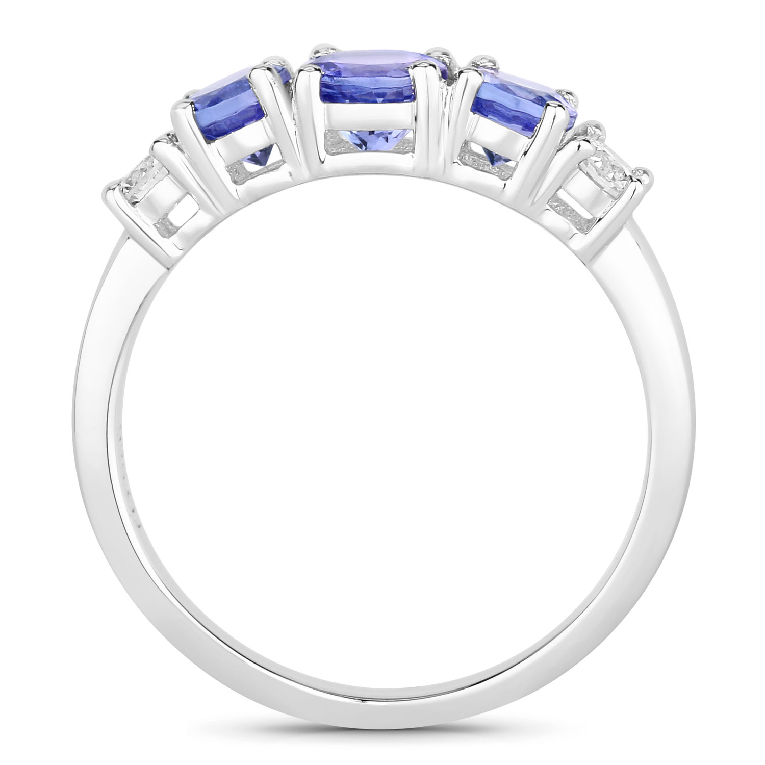 1.15 Carat Genuine Tanzanite and Lab Grown Diamond .925 Sterling Silver Ring 1.15 C.T.W Sterling Silver - view 3