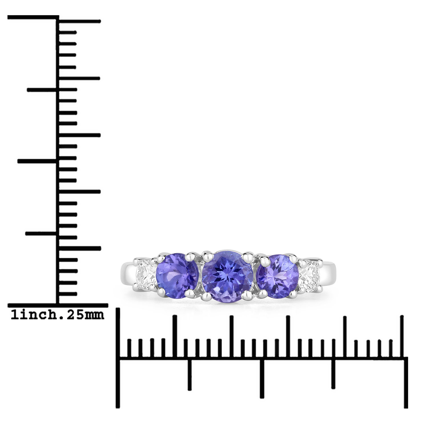 1.15 Carat Genuine Tanzanite and Lab Grown Diamond .925 Sterling Silver Ring 1.15 C.T.W Sterling Silver - view 2