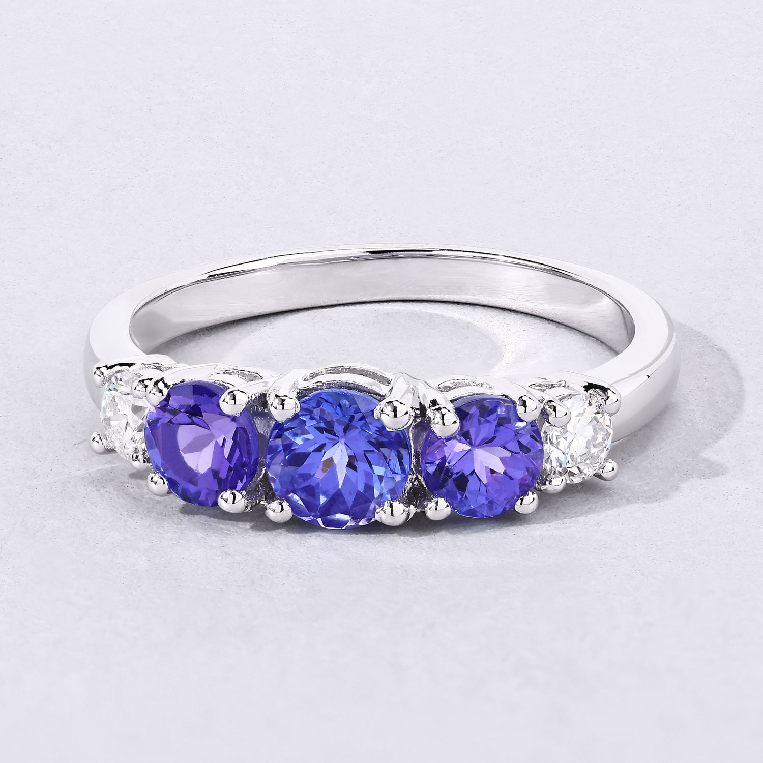 1.15 Carat Genuine Tanzanite and Lab Grown Diamond .925 Sterling Silver Ring 1.15 C.T.W Sterling Silver - view 6