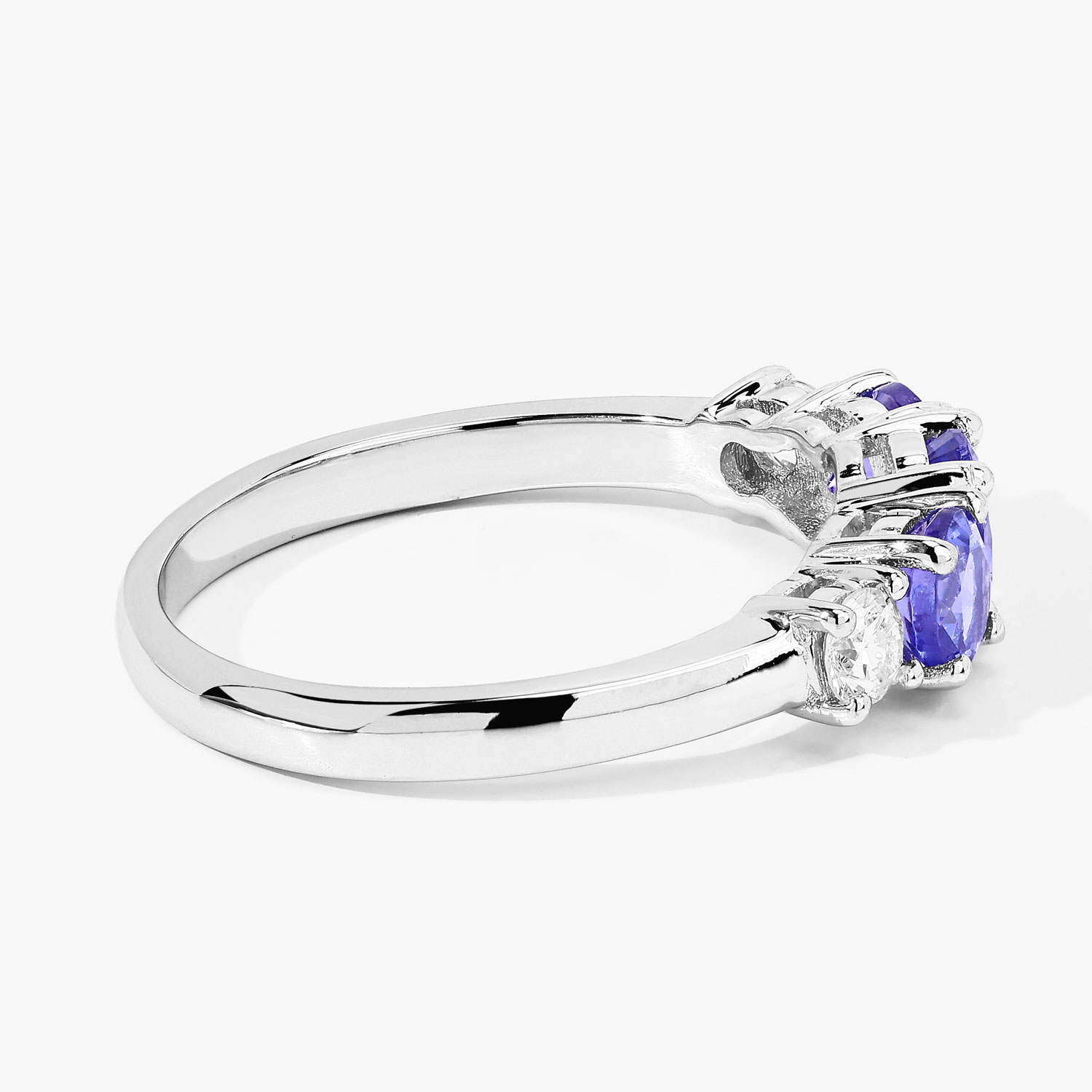1.15 Carat Genuine Tanzanite and Lab Grown Diamond .925 Sterling Silver Ring 1.15 C.T.W Sterling Silver - view 5