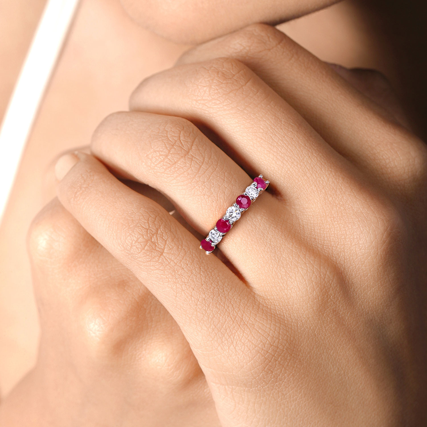 0.85 Carat Genuine Mozambique Ruby and Lab Grown Diamond .925 Sterling Silver Ring 0.85 C.T.W Sterling Silver - view 7