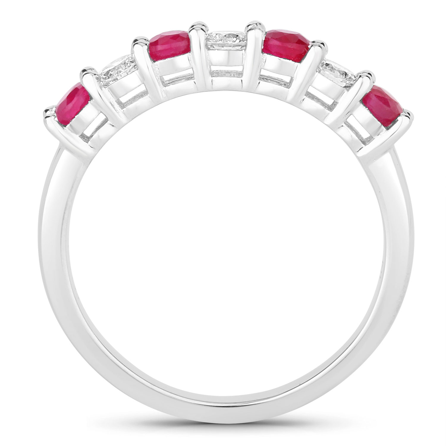 0.85 Carat Genuine Mozambique Ruby and Lab Grown Diamond .925 Sterling Silver Ring 0.85 C.T.W Sterling Silver - view 4