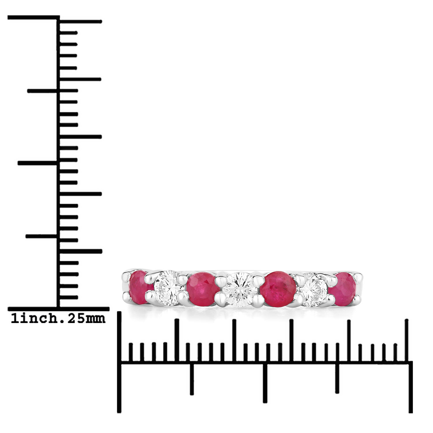 0.85 Carat Genuine Mozambique Ruby and Lab Grown Diamond .925 Sterling Silver Ring 0.85 C.T.W Sterling Silver - view 5