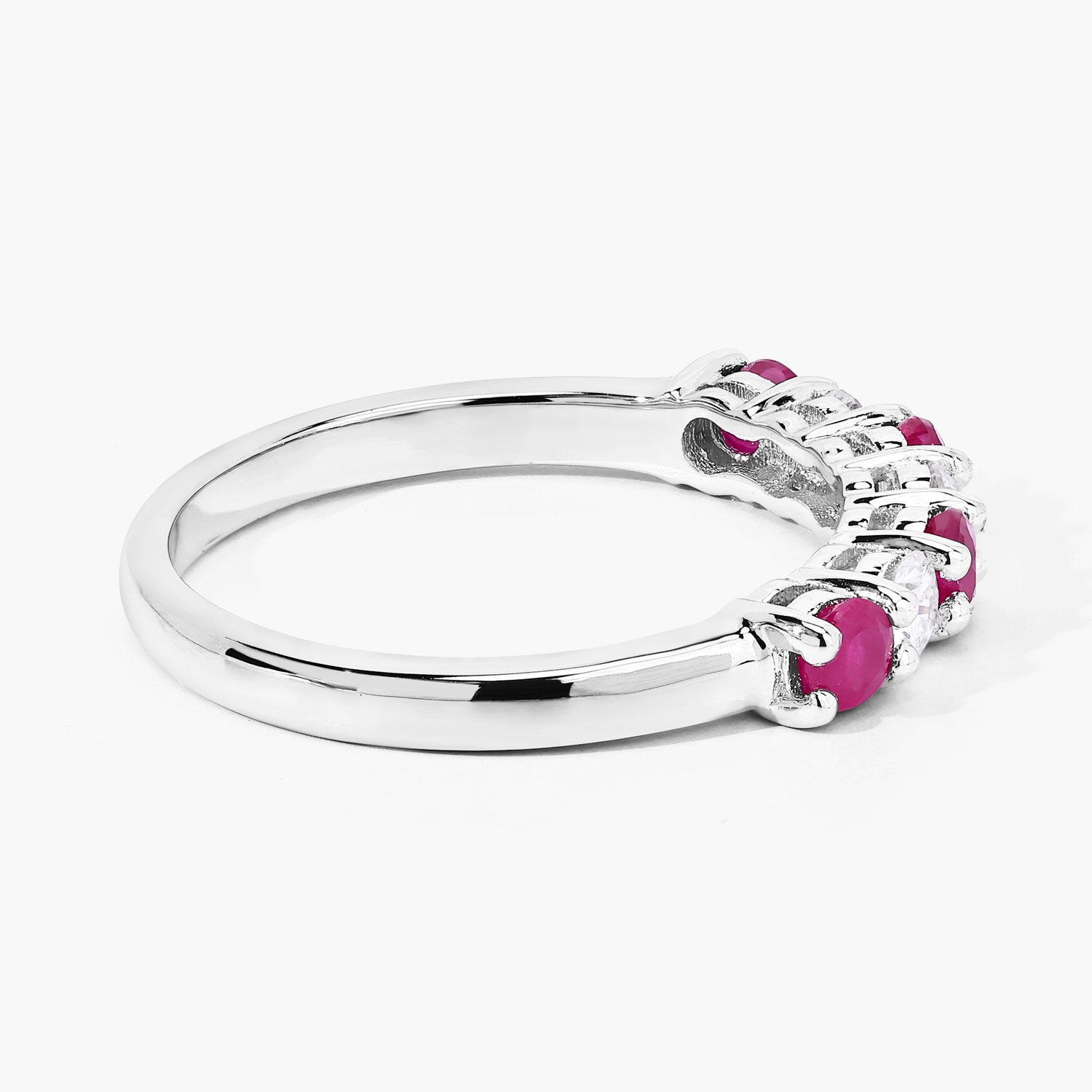 0.85 Carat Genuine Mozambique Ruby and Lab Grown Diamond .925 Sterling Silver Ring 0.85 C.T.W Sterling Silver - view 3