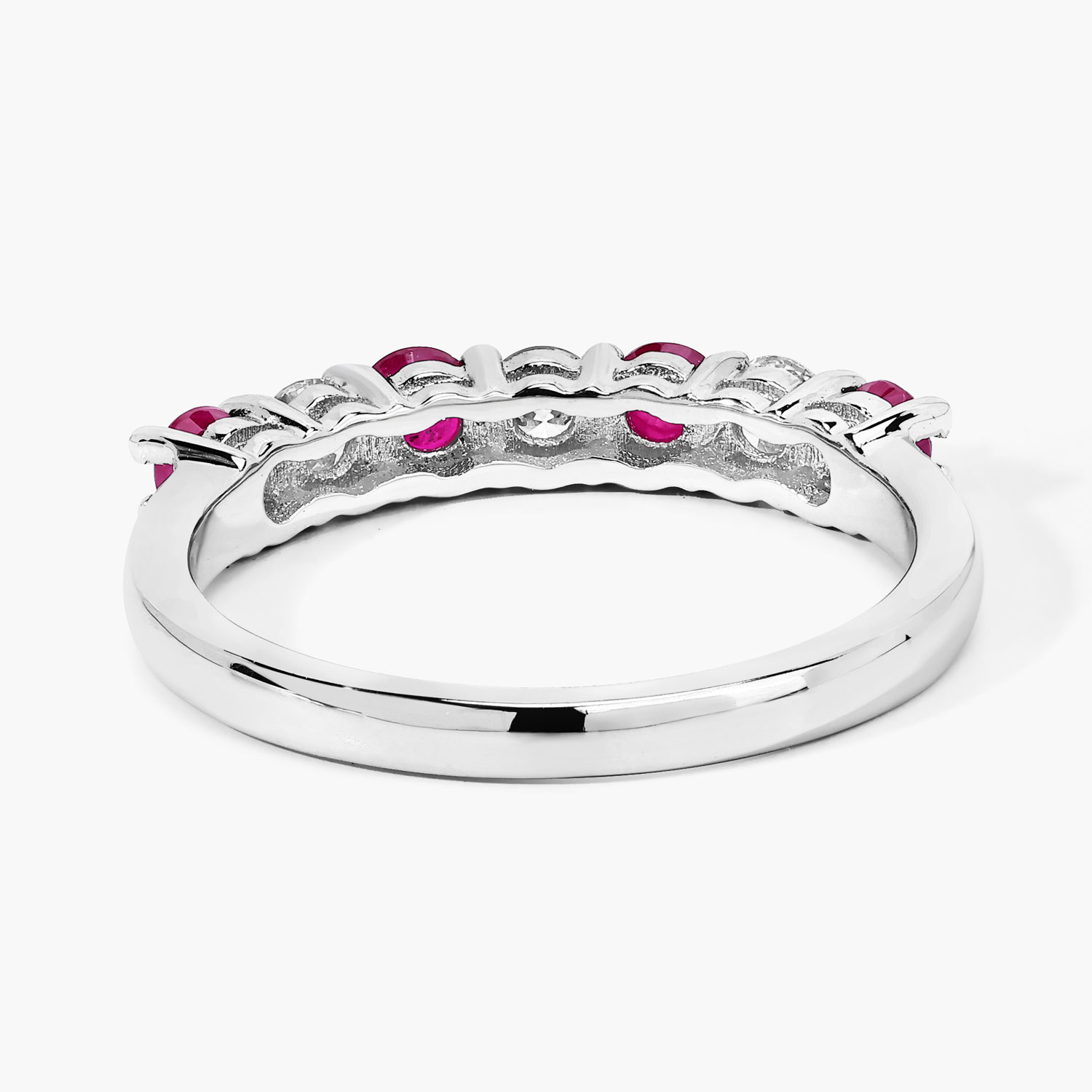 0.85 Carat Genuine Mozambique Ruby and Lab Grown Diamond .925 Sterling Silver Ring 0.85 C.T.W Sterling Silver - view 2