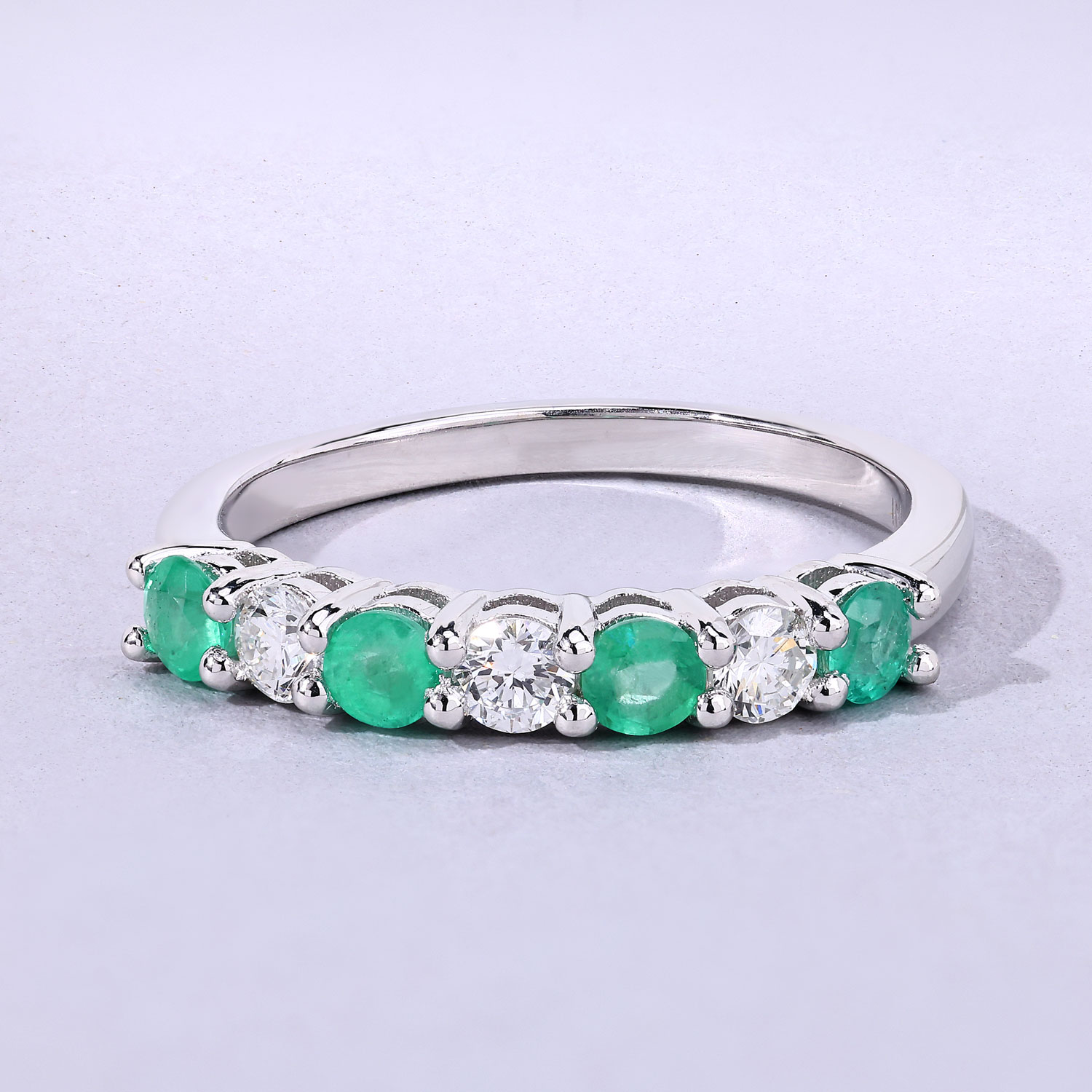 0.73 Carat Genuine Zambian Emerald and Lab Grown Diamond .925 Sterling Silver Ring 0.73 C.T.W Sterling Silver - view 4