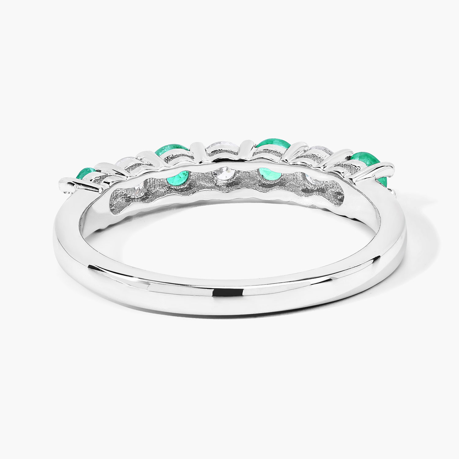 0.73 Carat Genuine Zambian Emerald and Lab Grown Diamond .925 Sterling Silver Ring 0.73 C.T.W Sterling Silver - view 3