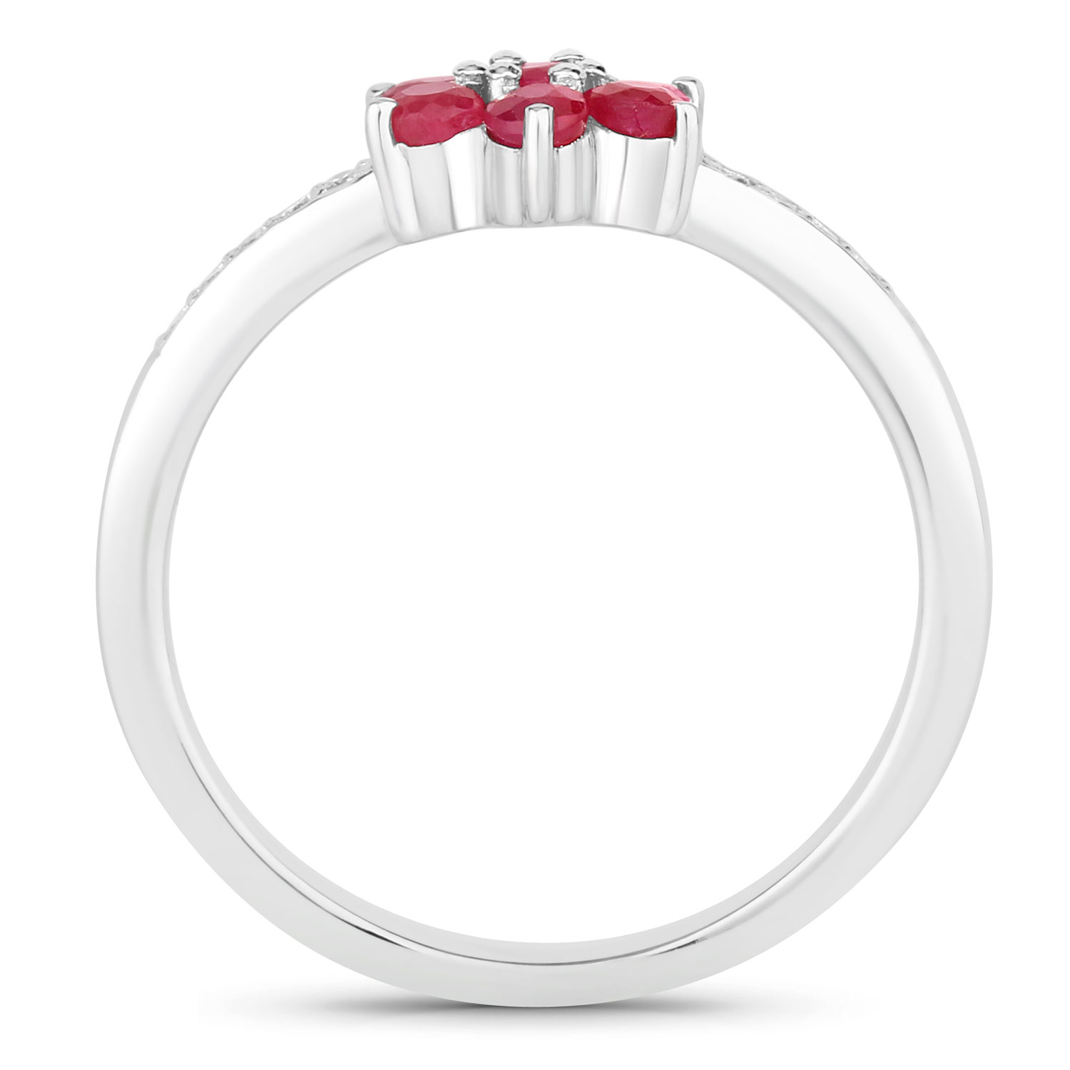 0.55 Carat Genuine Mozambique Ruby and Lab Grown Diamond .925 Sterling Silver Ring 0.55 C.T.W Sterling Silver - view 5
