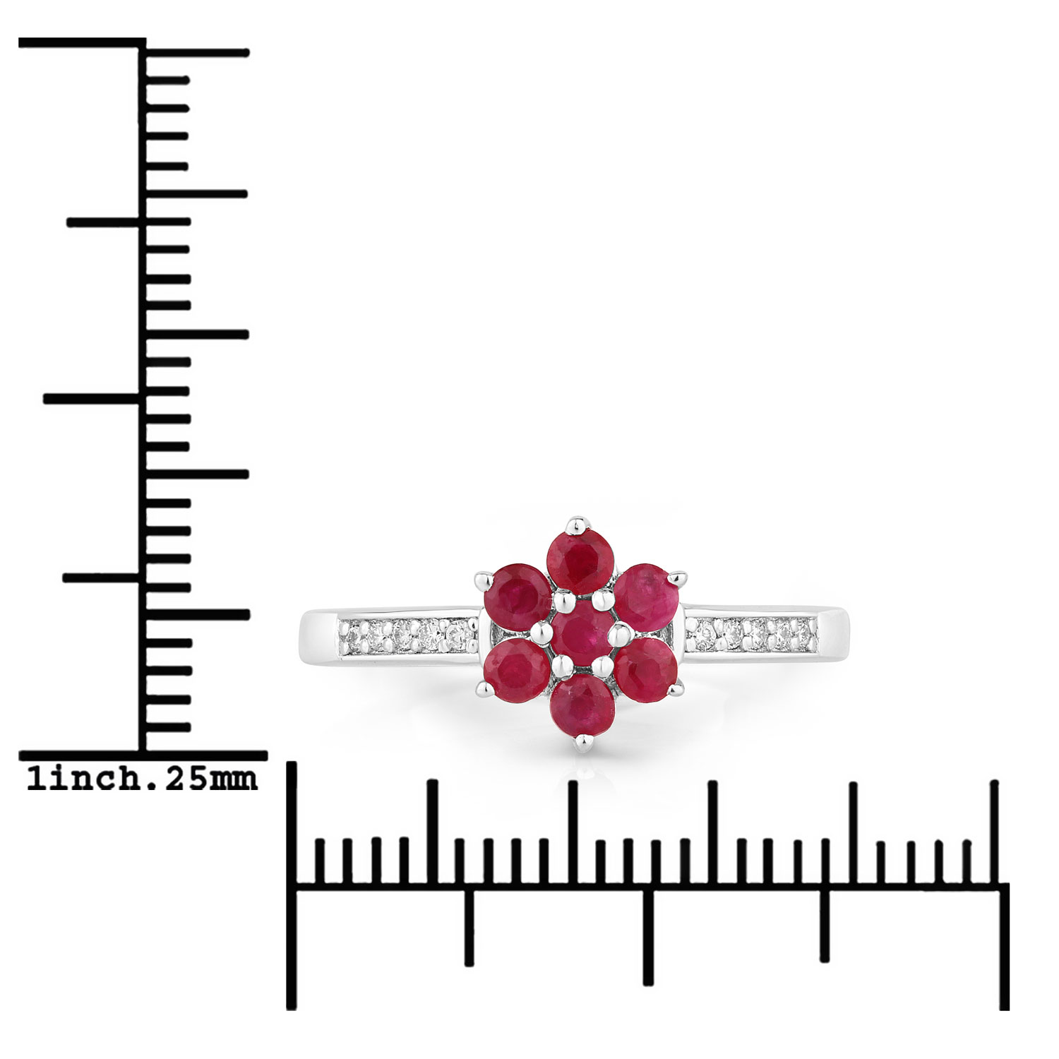 0.55 Carat Genuine Mozambique Ruby and Lab Grown Diamond .925 Sterling Silver Ring 0.55 C.T.W Sterling Silver - view 4