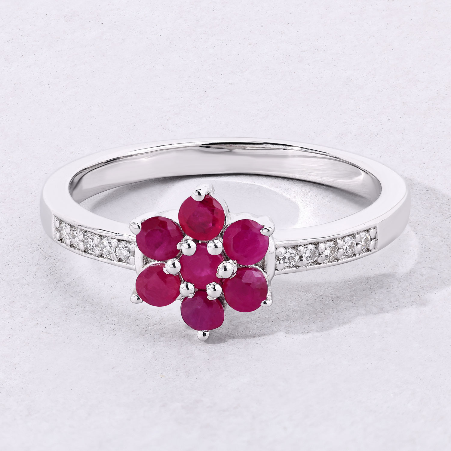 0.55 Carat Genuine Mozambique Ruby and Lab Grown Diamond .925 Sterling Silver Ring 0.55 C.T.W Sterling Silver - view 6