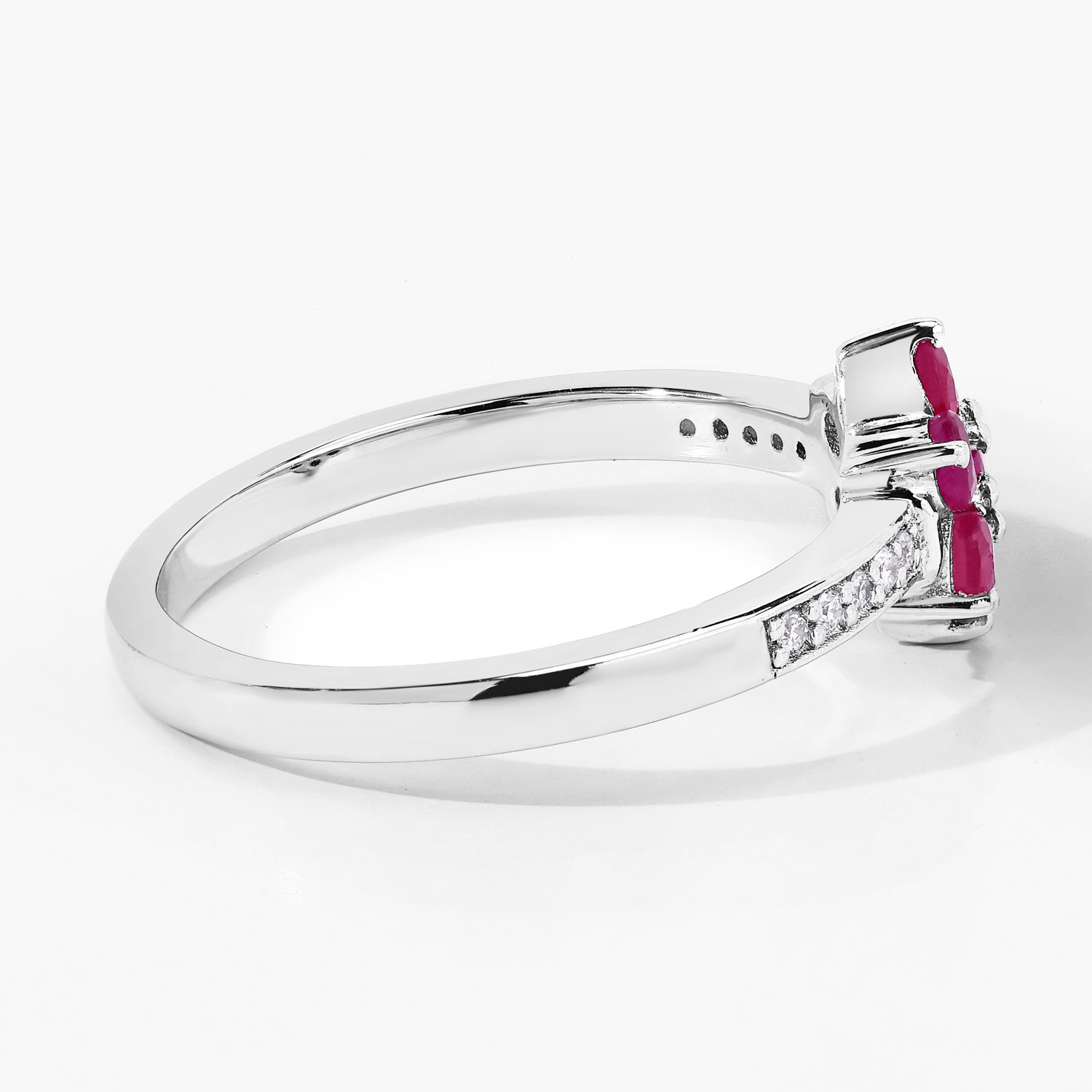 0.55 Carat Genuine Mozambique Ruby and Lab Grown Diamond .925 Sterling Silver Ring 0.55 C.T.W Sterling Silver - view 2