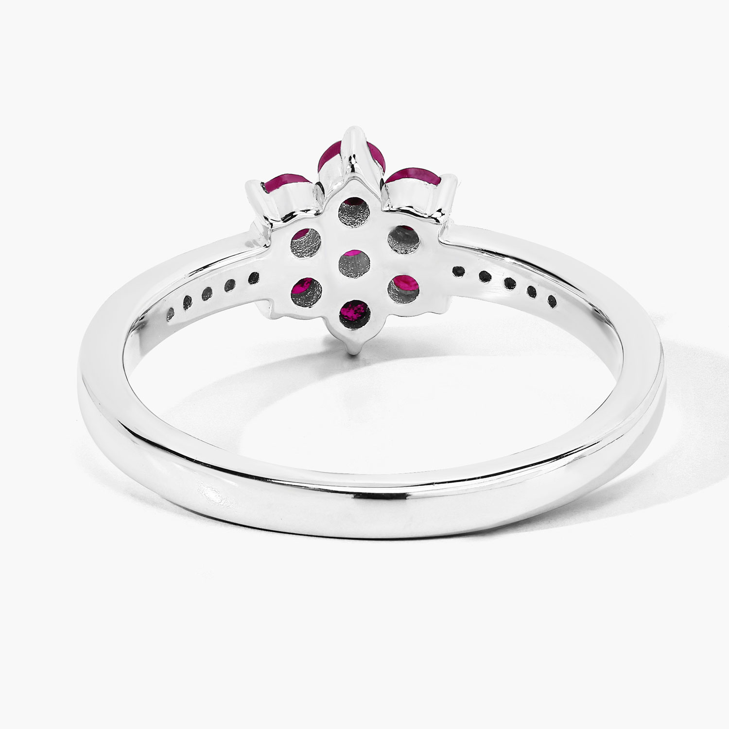 0.55 Carat Genuine Mozambique Ruby and Lab Grown Diamond .925 Sterling Silver Ring 0.55 C.T.W Sterling Silver - view 3