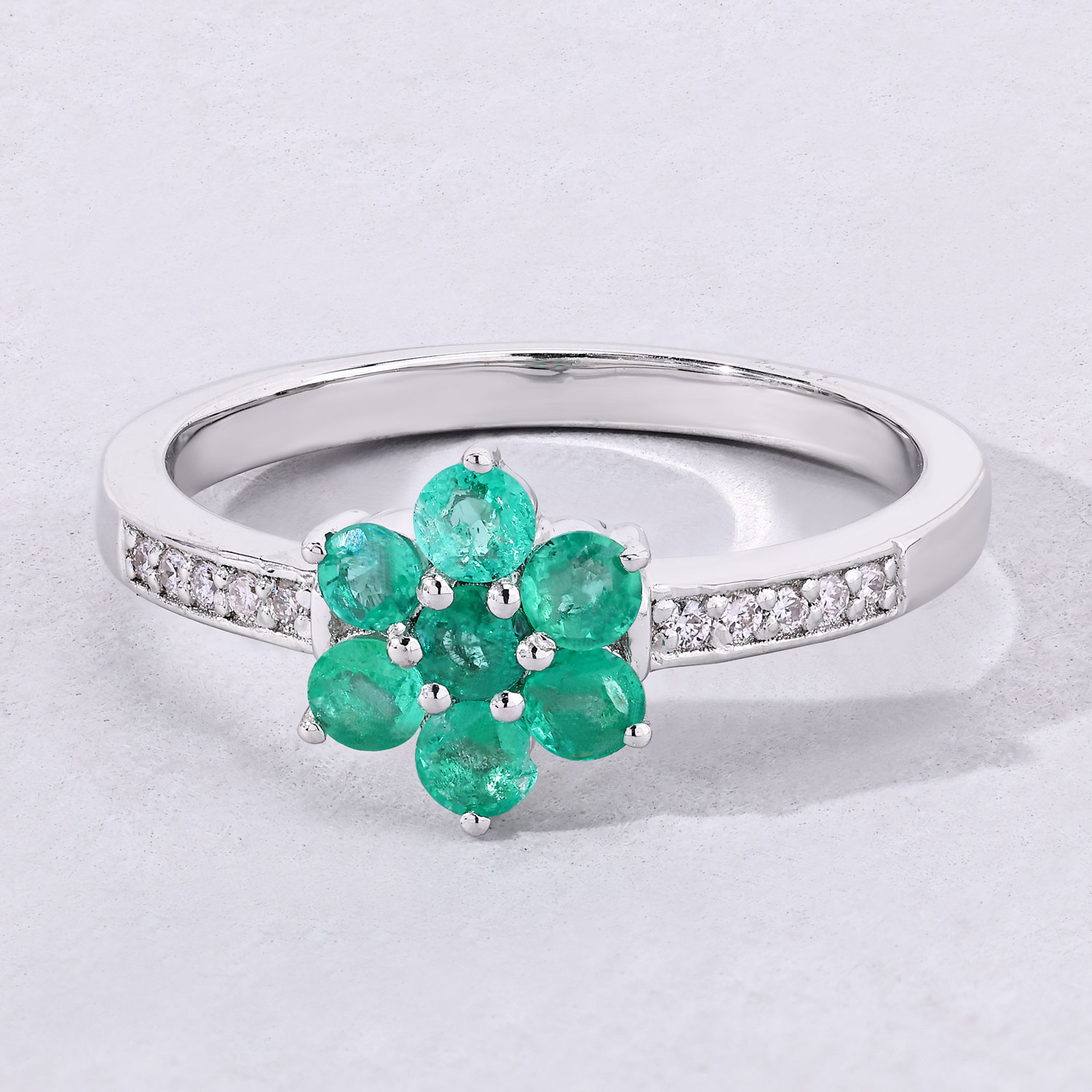 0.48 Carat Genuine Zambian Emerald and Lab Grown Diamond .925 Sterling Silver Ring 0.48 C.T.W Sterling Silver - view 4
