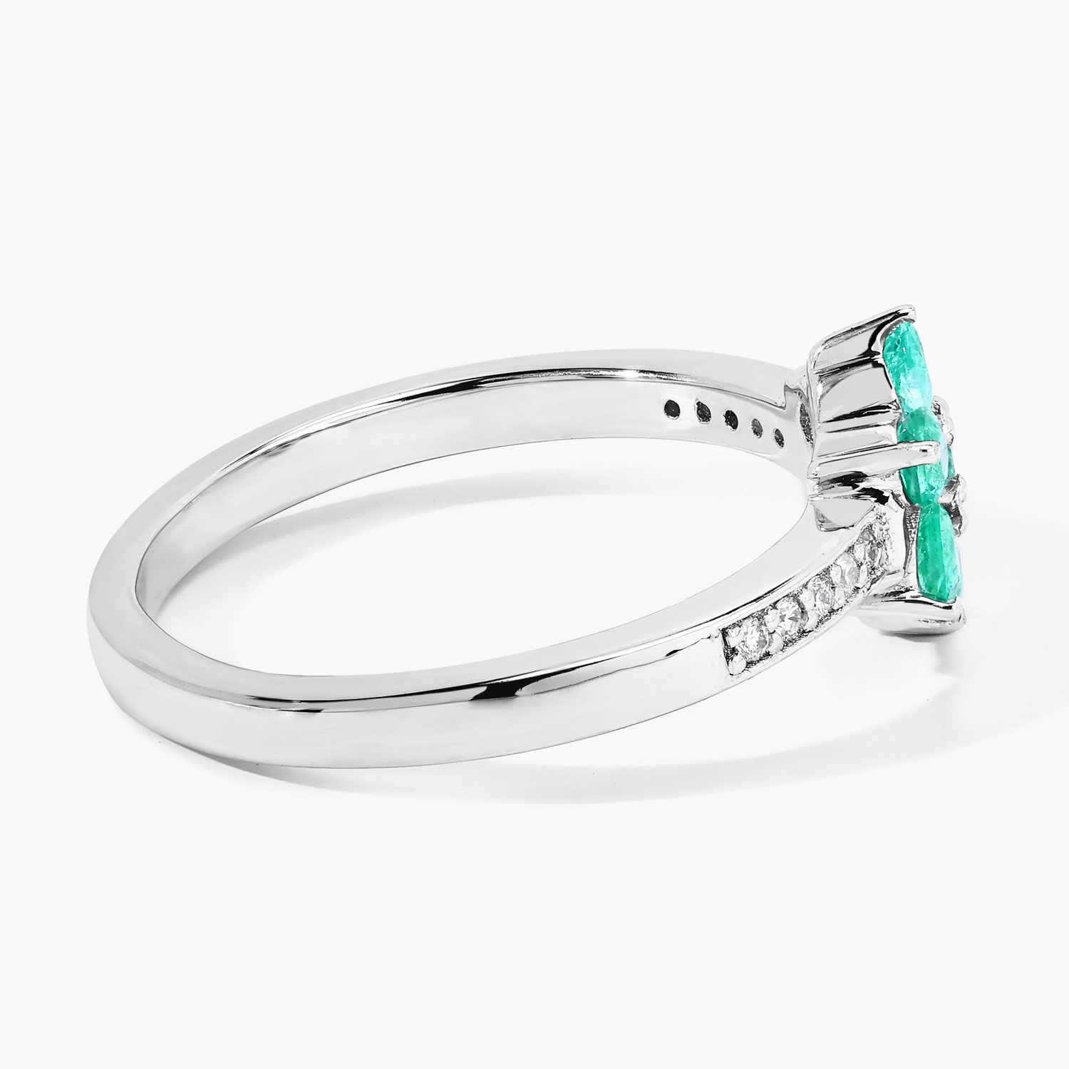 0.48 Carat Genuine Zambian Emerald and Lab Grown Diamond .925 Sterling Silver Ring 0.48 C.T.W Sterling Silver - view 2