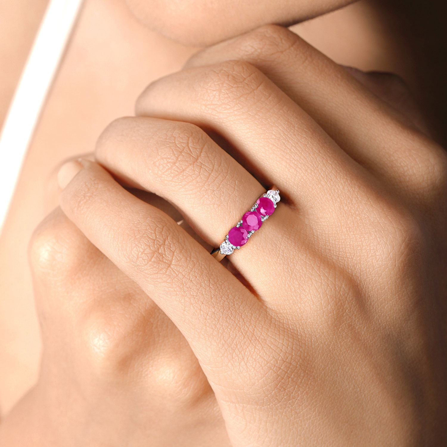 1.03 Carat Genuine Mozambique Ruby and Lab Grown Diamond .925 Sterling Silver Ring 1.03 C.T.W Sterling Silver - view 7