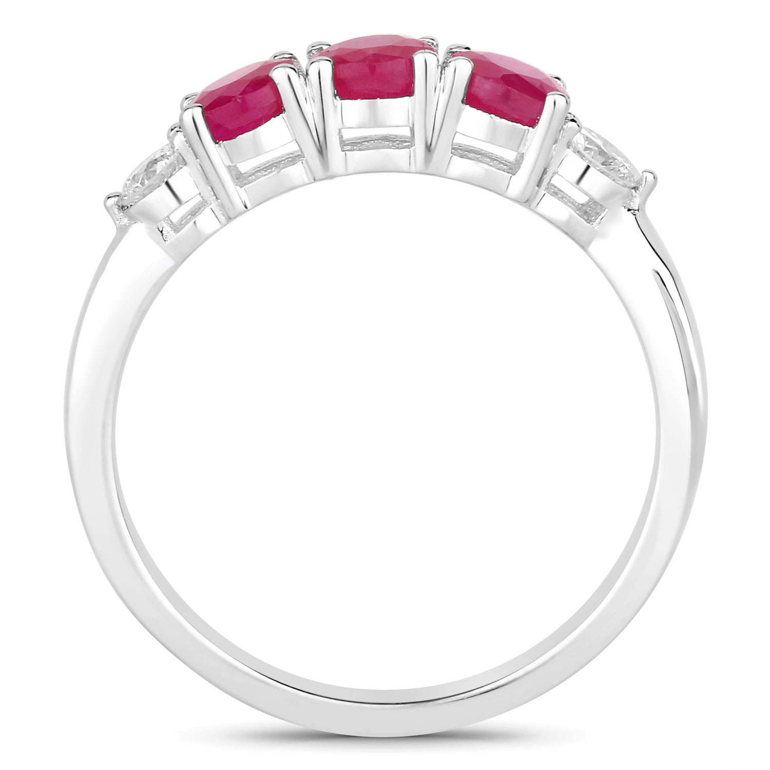 1.03 Carat Genuine Mozambique Ruby and Lab Grown Diamond .925 Sterling Silver Ring 1.03 C.T.W Sterling Silver - view 3