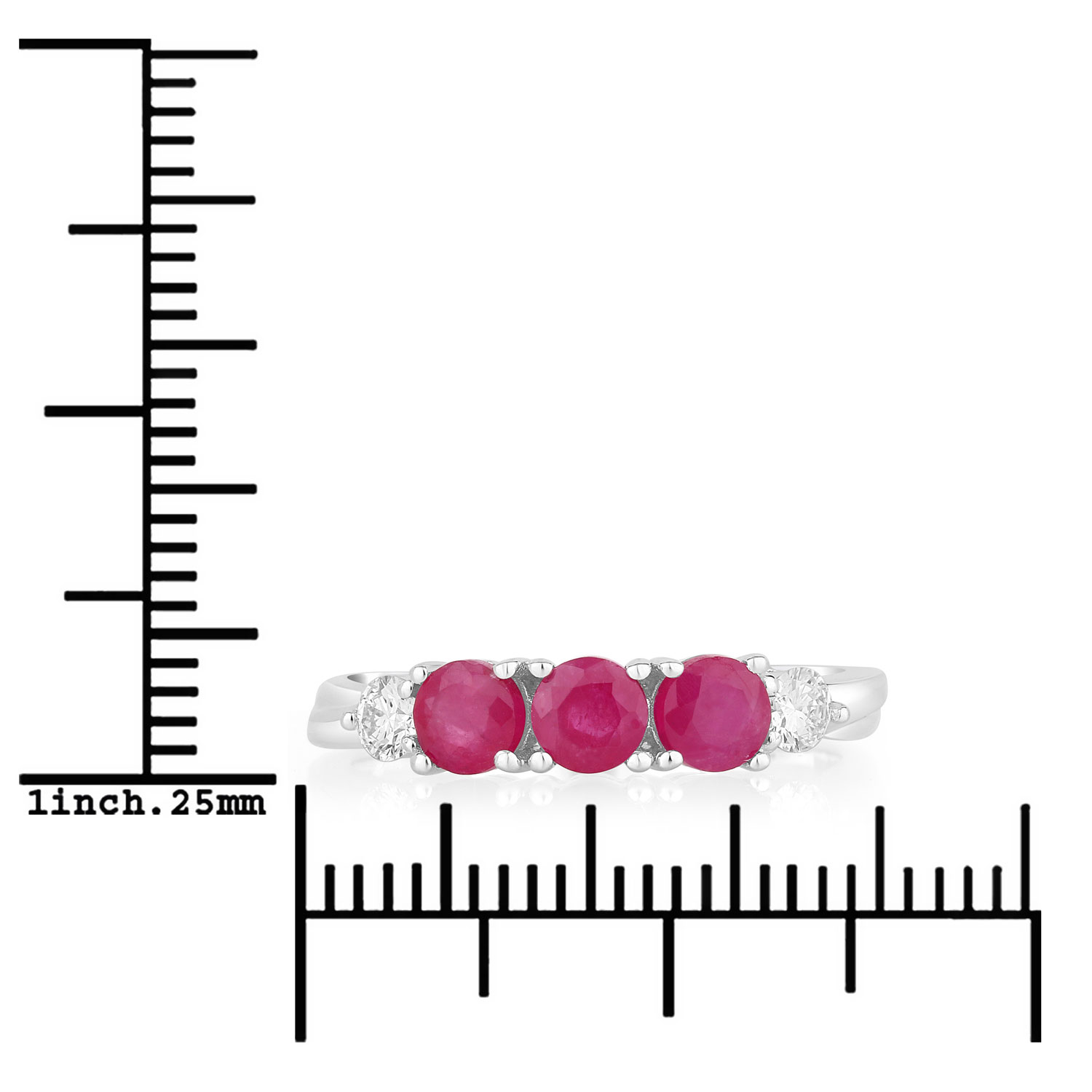 1.03 Carat Genuine Mozambique Ruby and Lab Grown Diamond .925 Sterling Silver Ring 1.03 C.T.W Sterling Silver - view 2