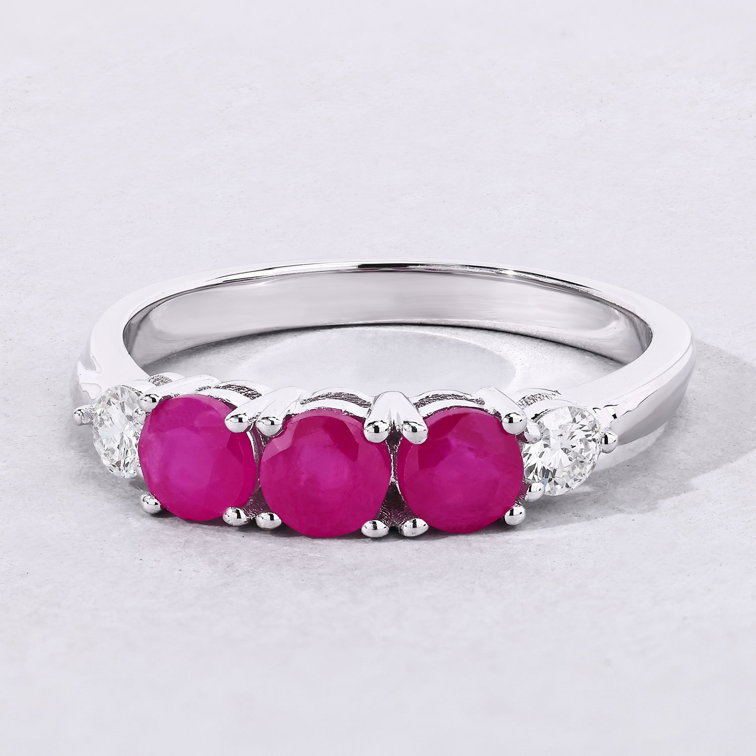 1.03 Carat Genuine Mozambique Ruby and Lab Grown Diamond .925 Sterling Silver Ring 1.03 C.T.W Sterling Silver - view 6