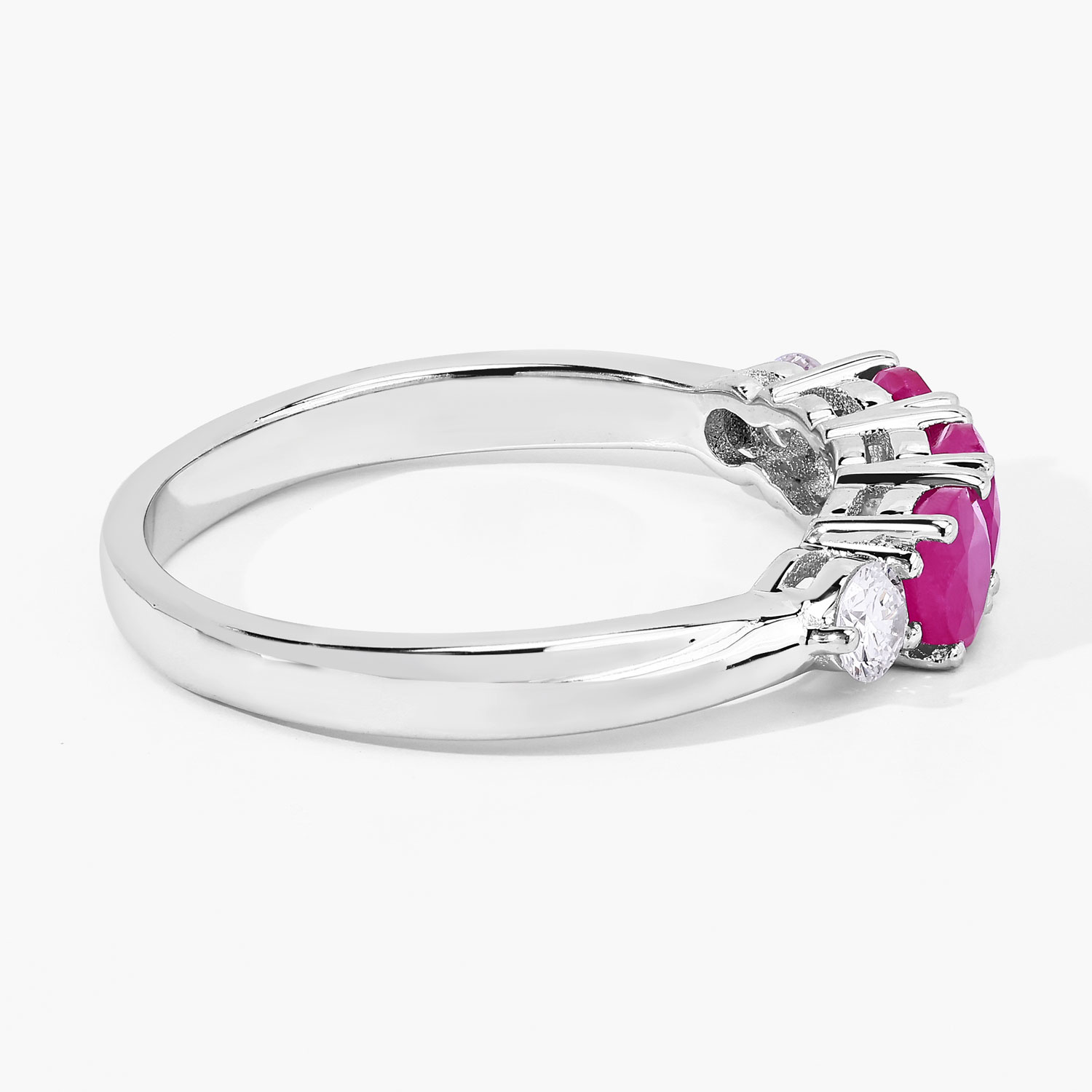 1.03 Carat Genuine Mozambique Ruby and Lab Grown Diamond .925 Sterling Silver Ring 1.03 C.T.W Sterling Silver - view 4