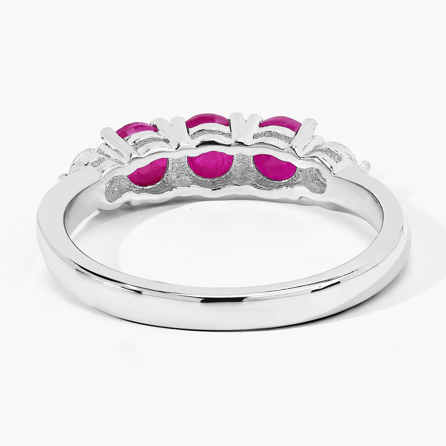 1.03 Carat Genuine Mozambique Ruby and Lab Grown Diamond .925 Sterling Silver Ring 1.03 C.T.W Sterling Silver - view 5