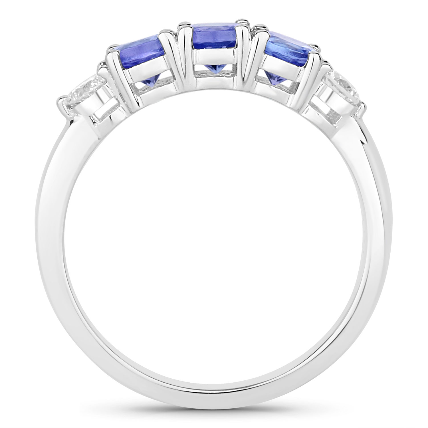 0.91 Carat Genuine Tanzanite and Lab Grown Diamond .925 Sterling Silver Ring 0.91 C.T.W Sterling Silver - view 2