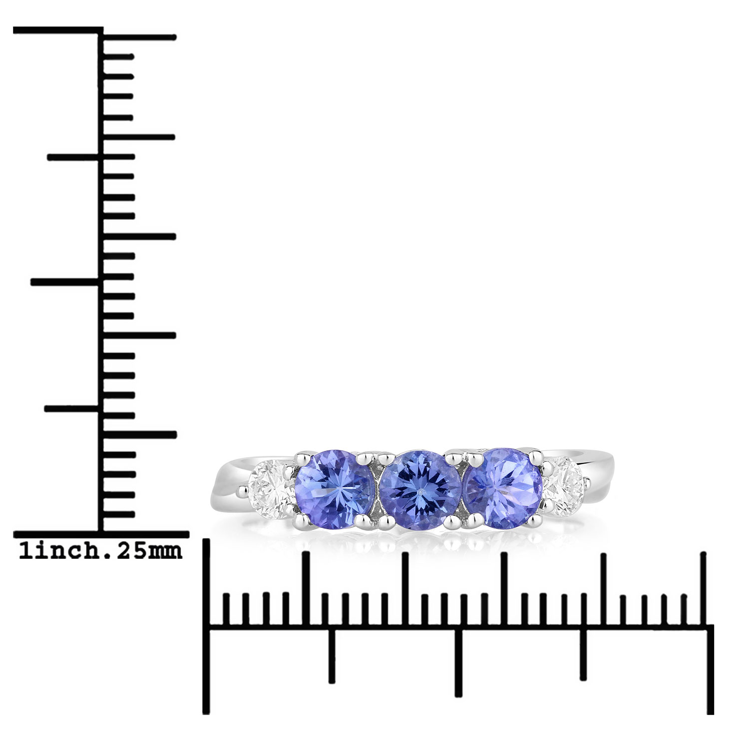 0.91 Carat Genuine Tanzanite and Lab Grown Diamond .925 Sterling Silver Ring 0.91 C.T.W Sterling Silver - view 5