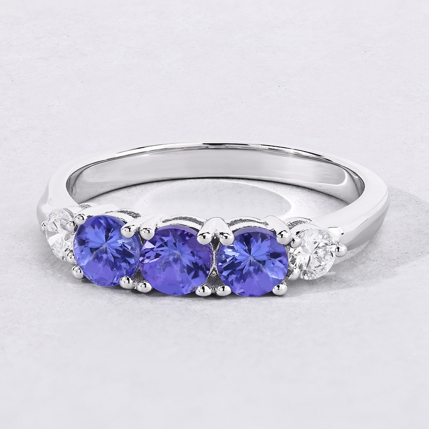 0.91 Carat Genuine Tanzanite and Lab Grown Diamond .925 Sterling Silver Ring 0.91 C.T.W Sterling Silver - view 4