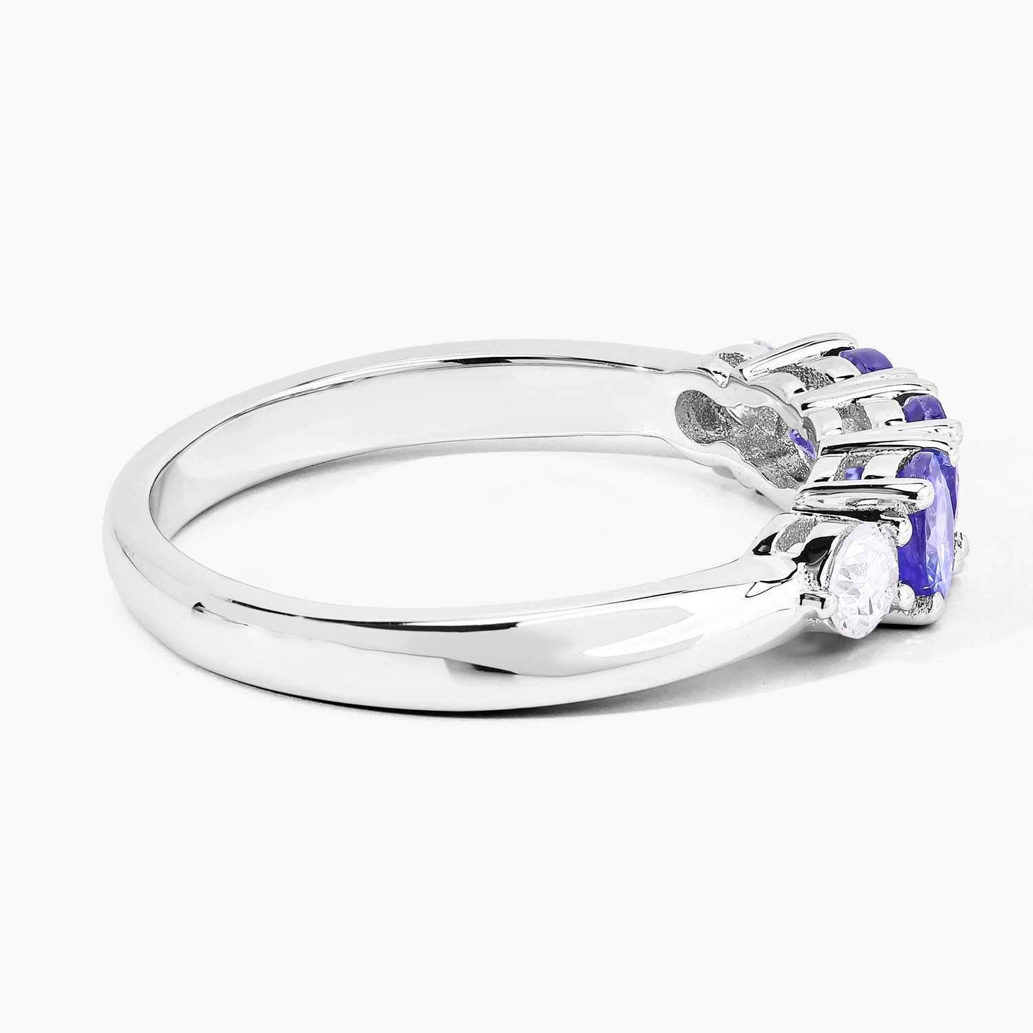 0.91 Carat Genuine Tanzanite and Lab Grown Diamond .925 Sterling Silver Ring 0.91 C.T.W Sterling Silver - view 3