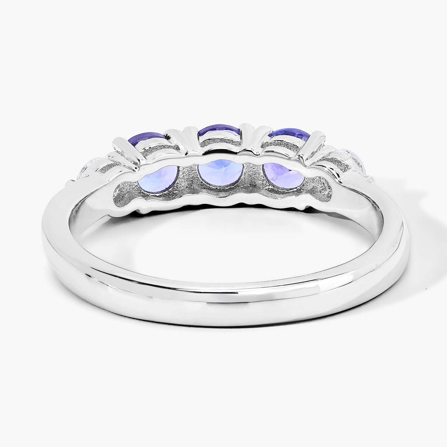 0.91 Carat Genuine Tanzanite and Lab Grown Diamond .925 Sterling Silver Ring 0.91 C.T.W Sterling Silver - view 6