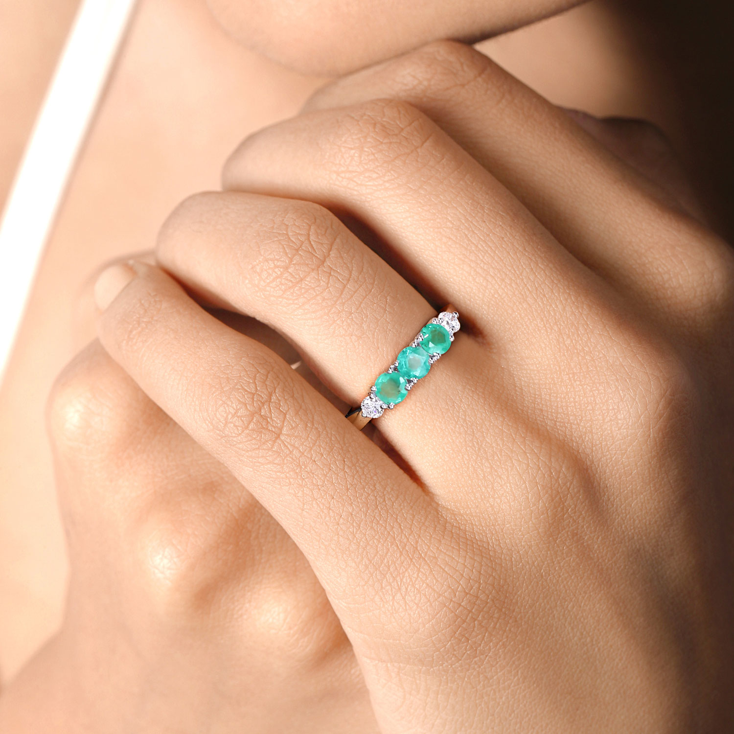 0.91 Carat Genuine Zambian Emerald and Lab Grown Diamond .925 Sterling Silver Ring 0.91 C.T.W Sterling Silver - view 5